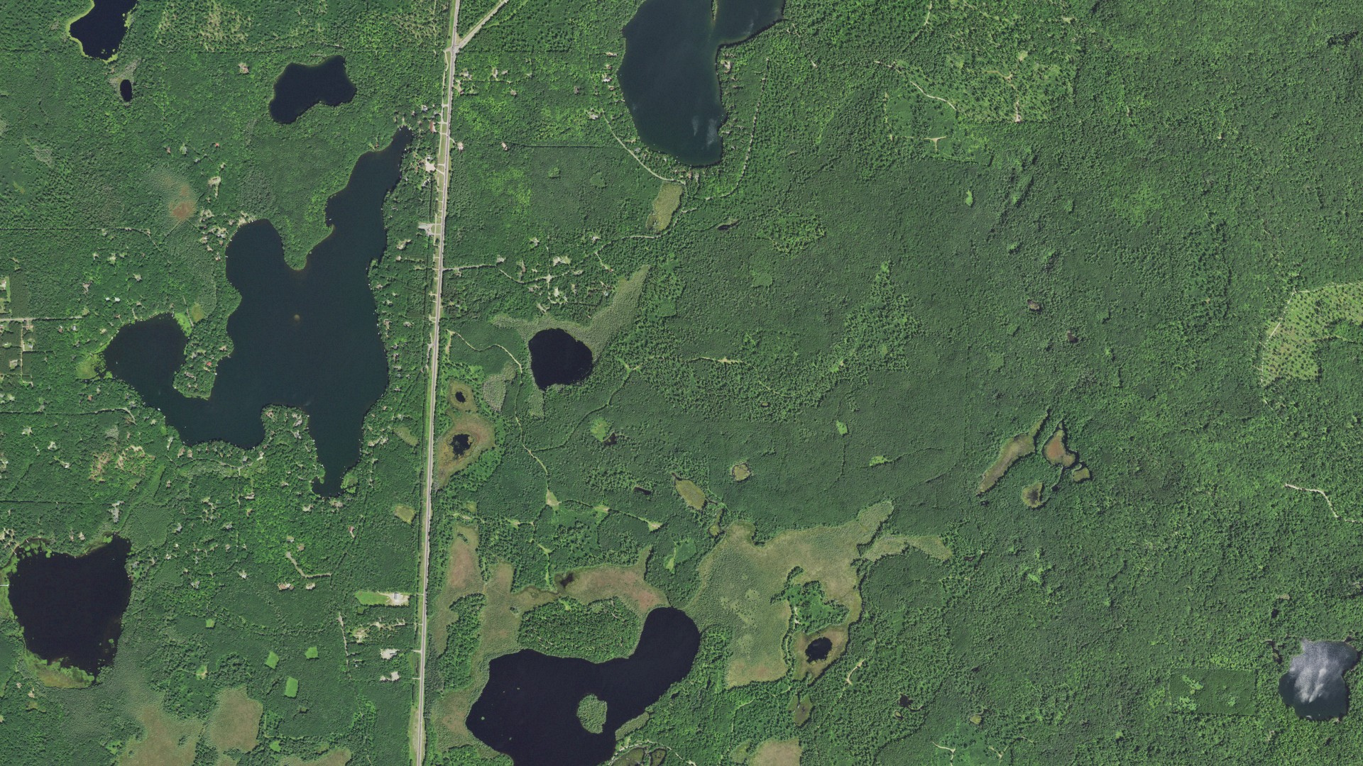 Aerial view of land around Arbor Vitae, Wisconsin