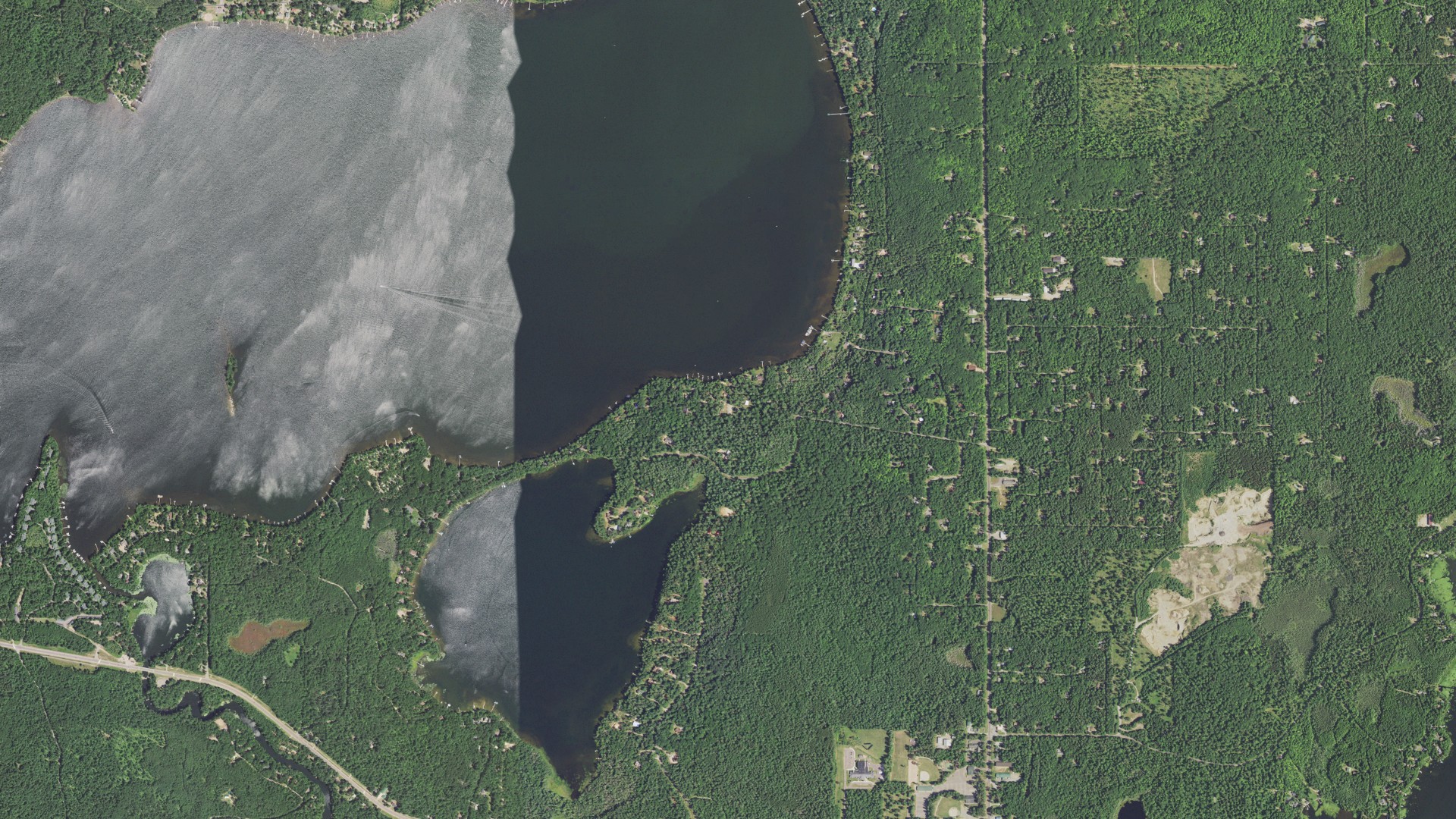 Aerial view of land around St. Germain, Wisconsin