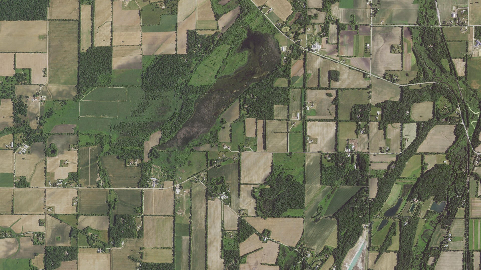 Aerial view of land around East Troy, Wisconsin