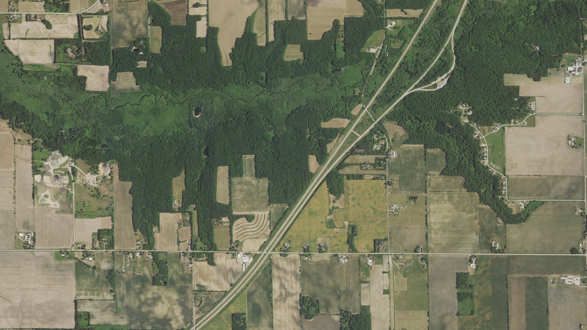 Aerial view of land around Lafayette, Wisconsin