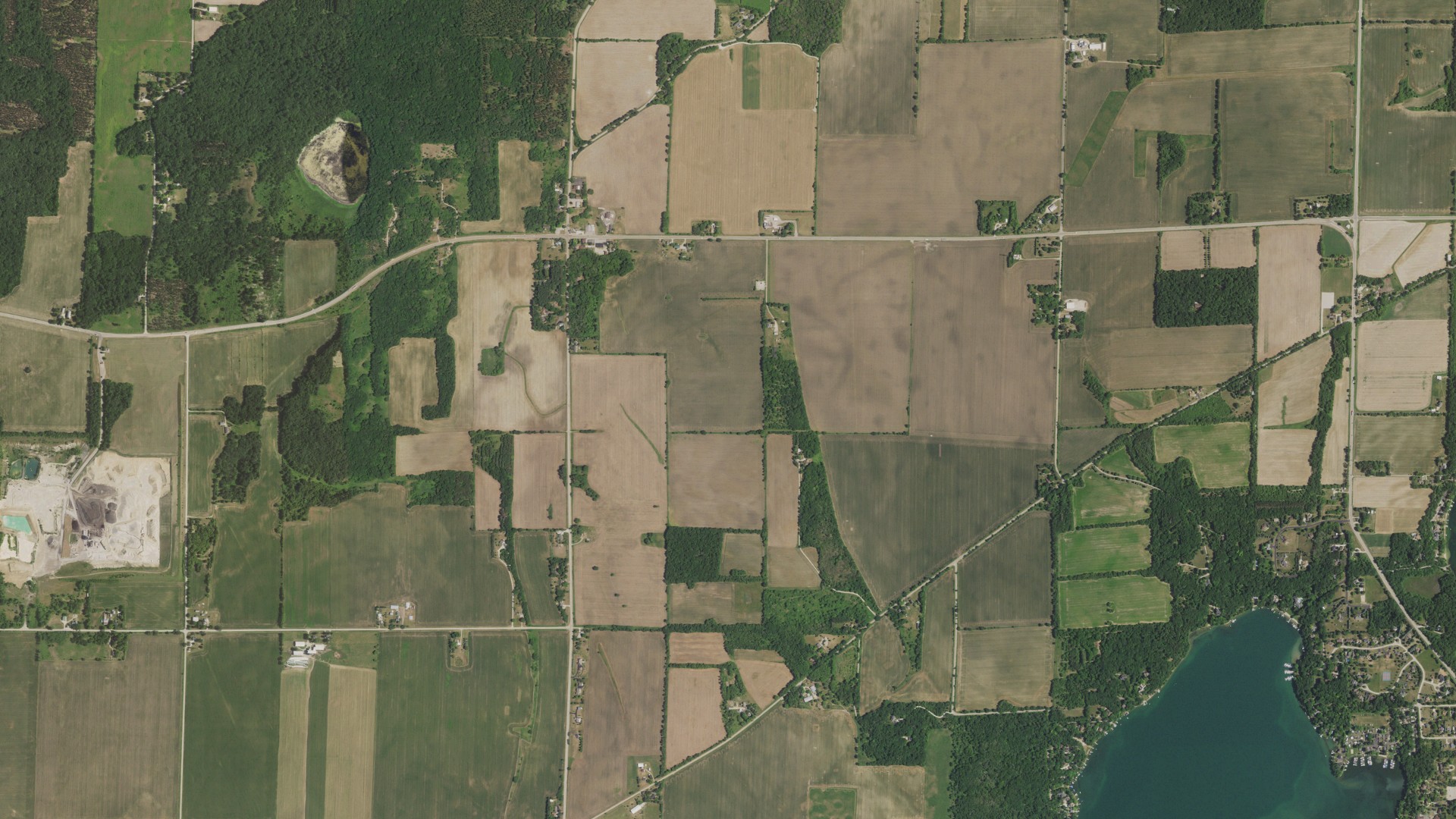 Aerial view of land around La Grange, Wisconsin