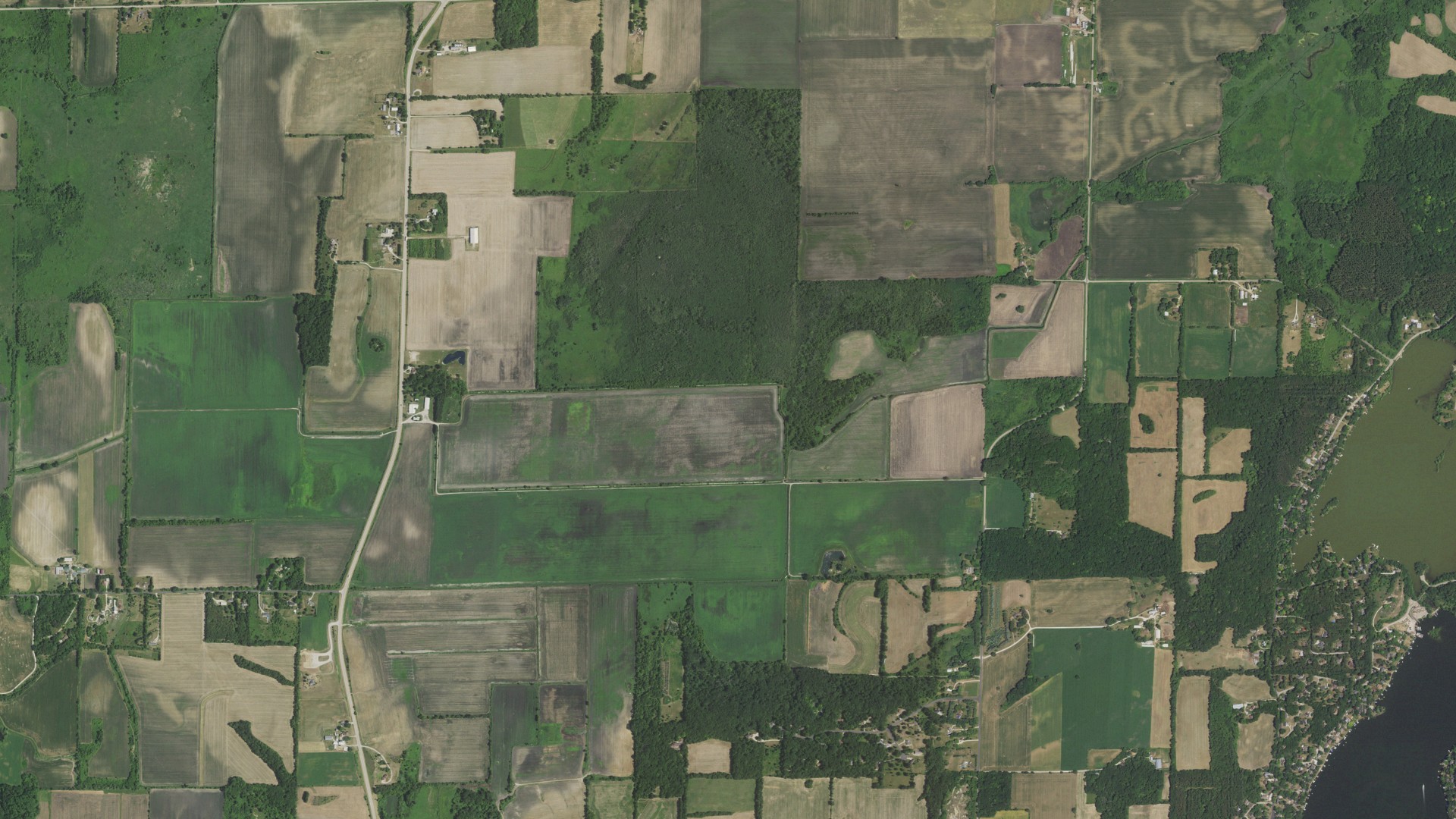 Aerial view of land around Whitewater, Wisconsin