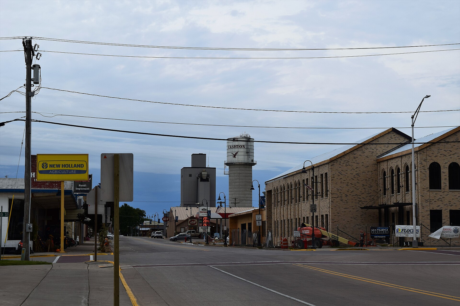 Looking east at downtown Cashton, Wisconsin.