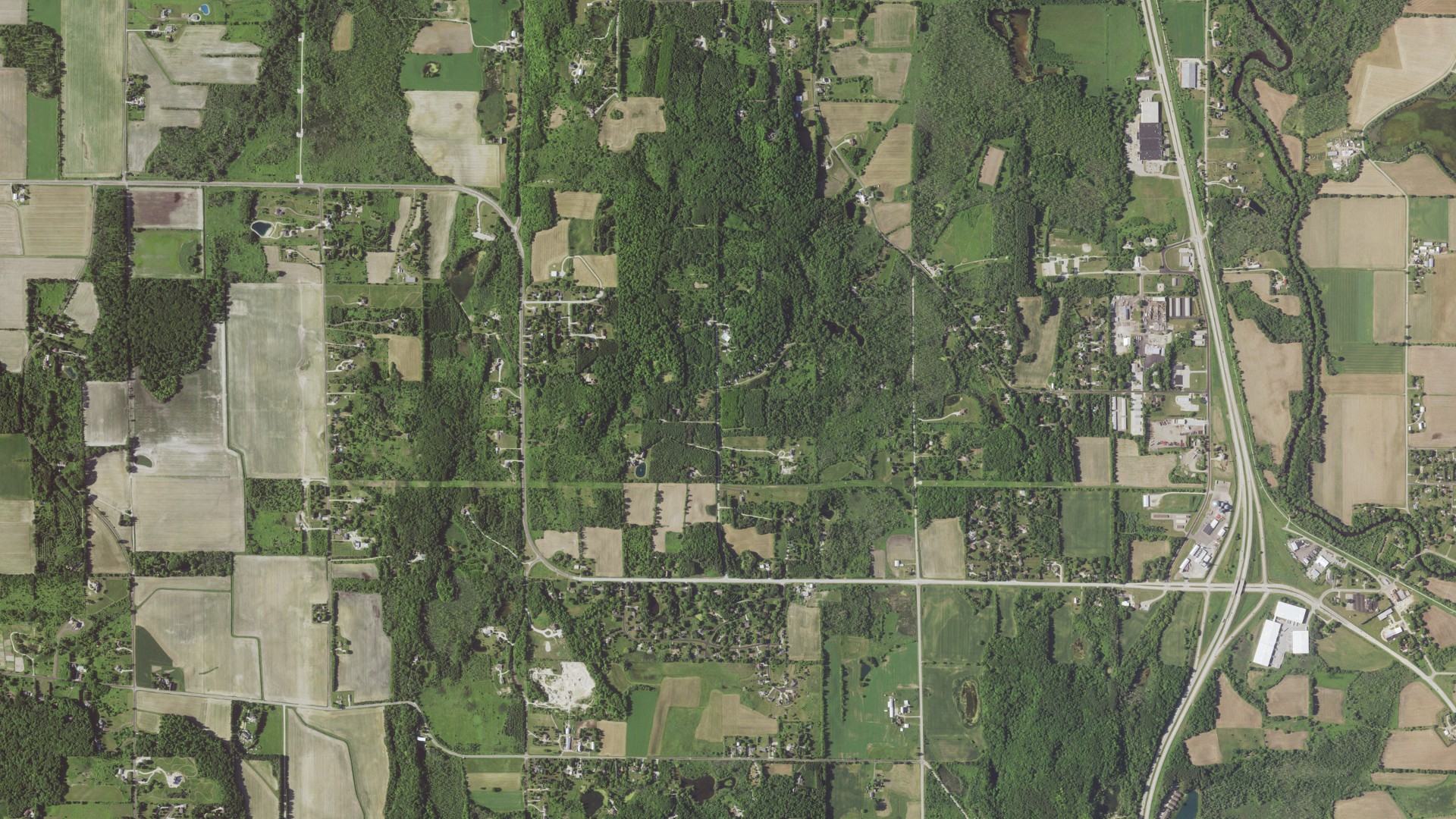 Aerial view of land around Barton, Wisconsin