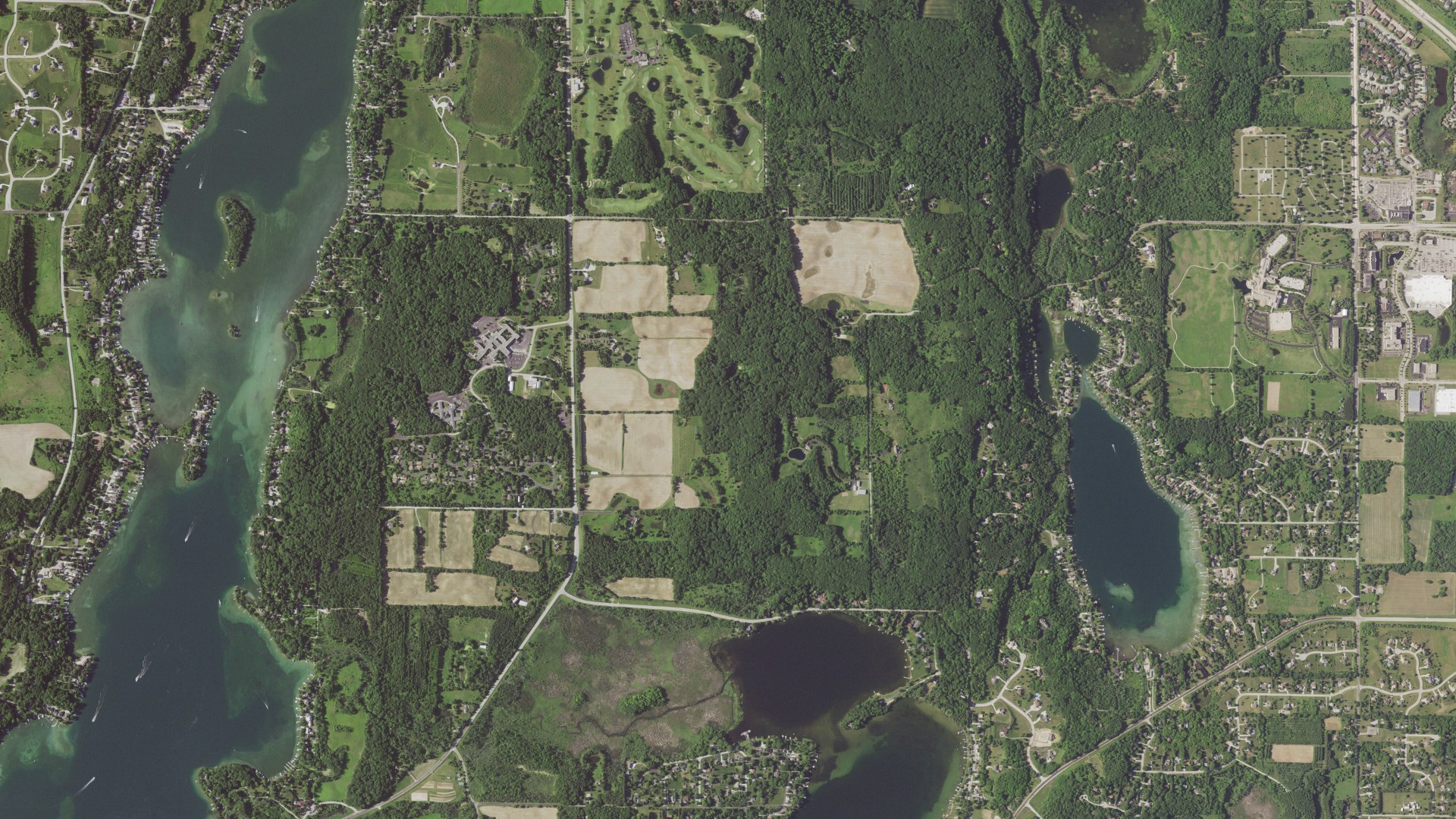 Aerial view of land around West Bend, Wisconsin