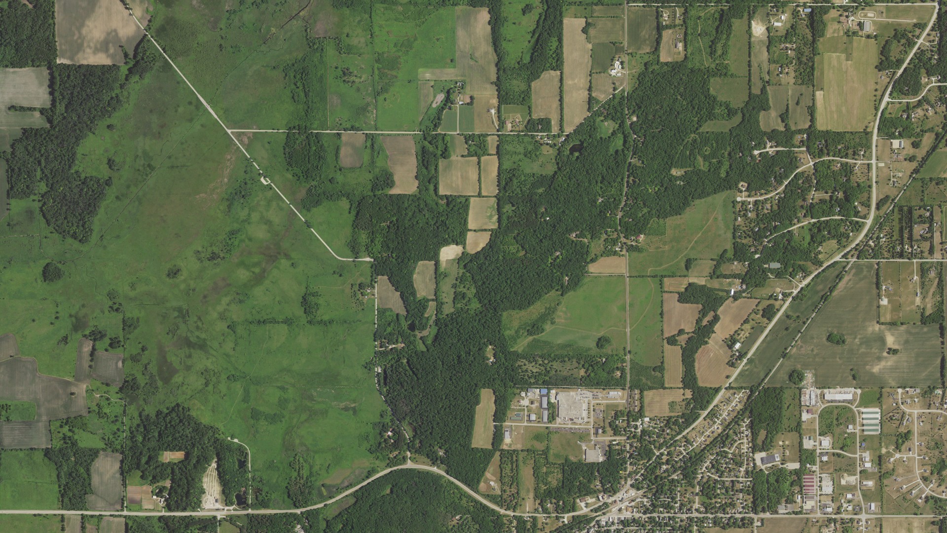 Aerial view of land around Eagle, Wisconsin