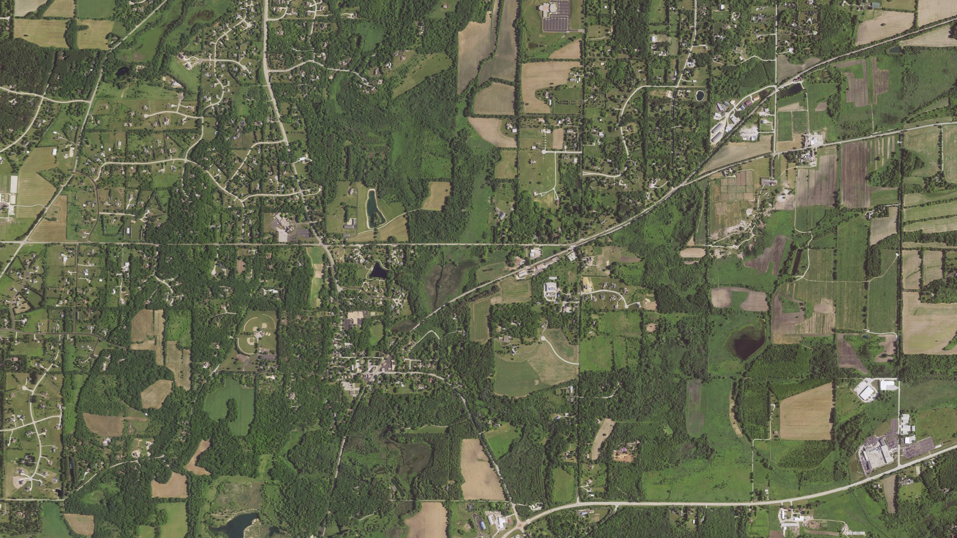Aerial view of land around Genesee, Wisconsin