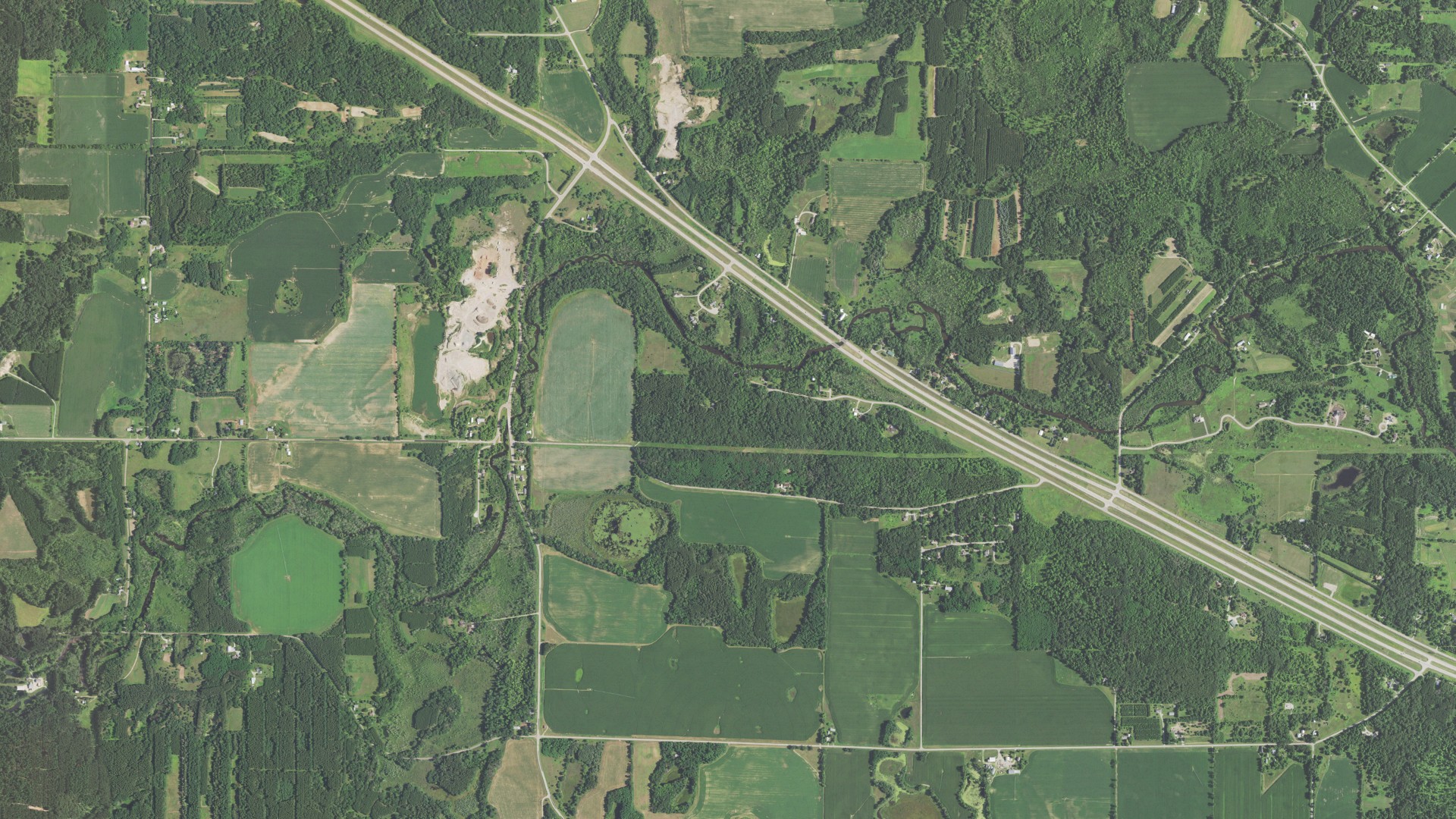 Aerial view of land around Farmington, Wisconsin