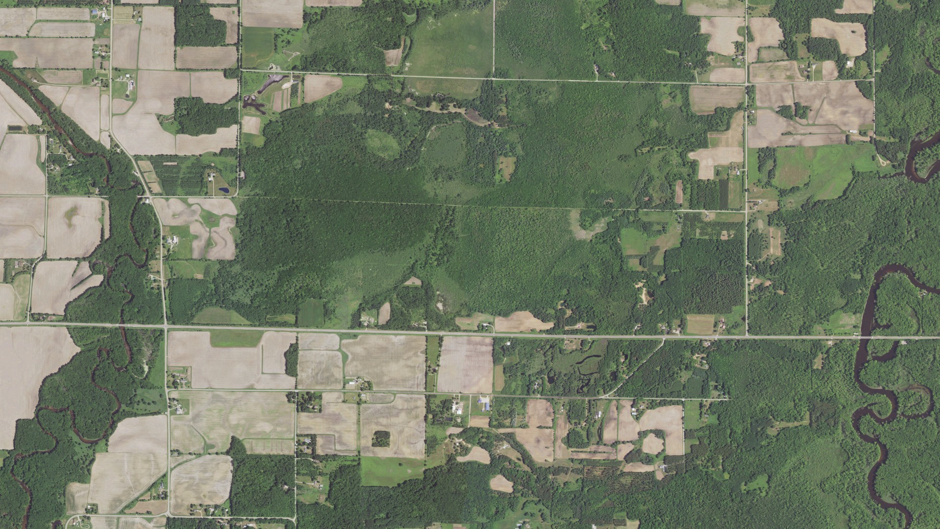 Aerial view of land around Matteson, Wisconsin