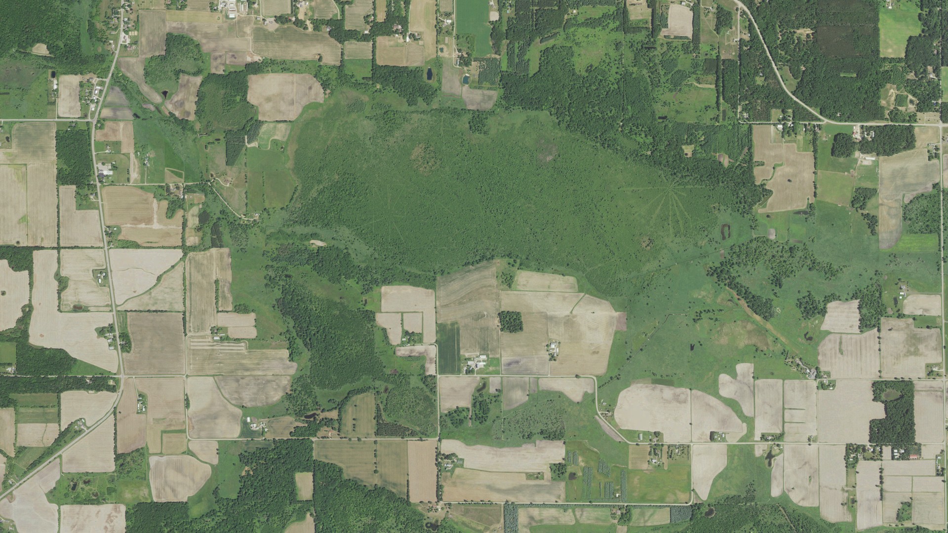 Aerial view of land around Bloomfield, Wisconsin
