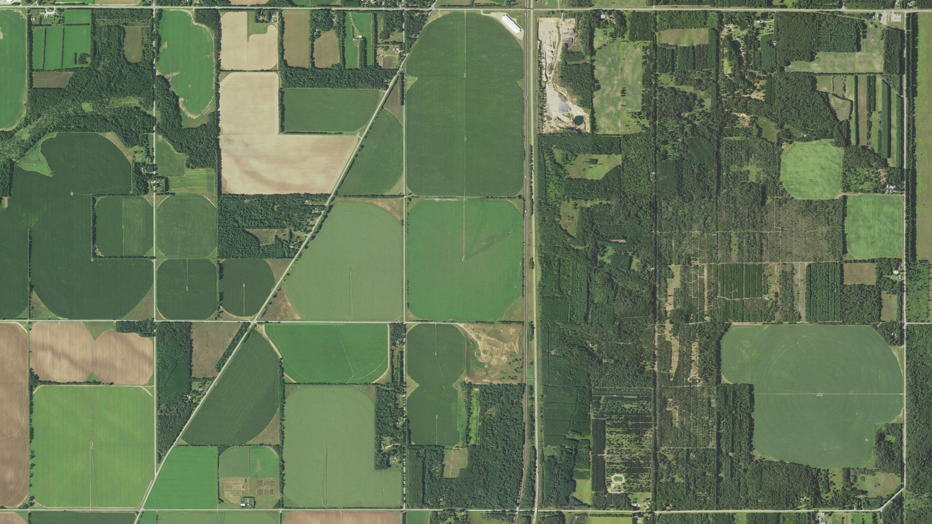 Aerial view of land around Hancock, Wisconsin