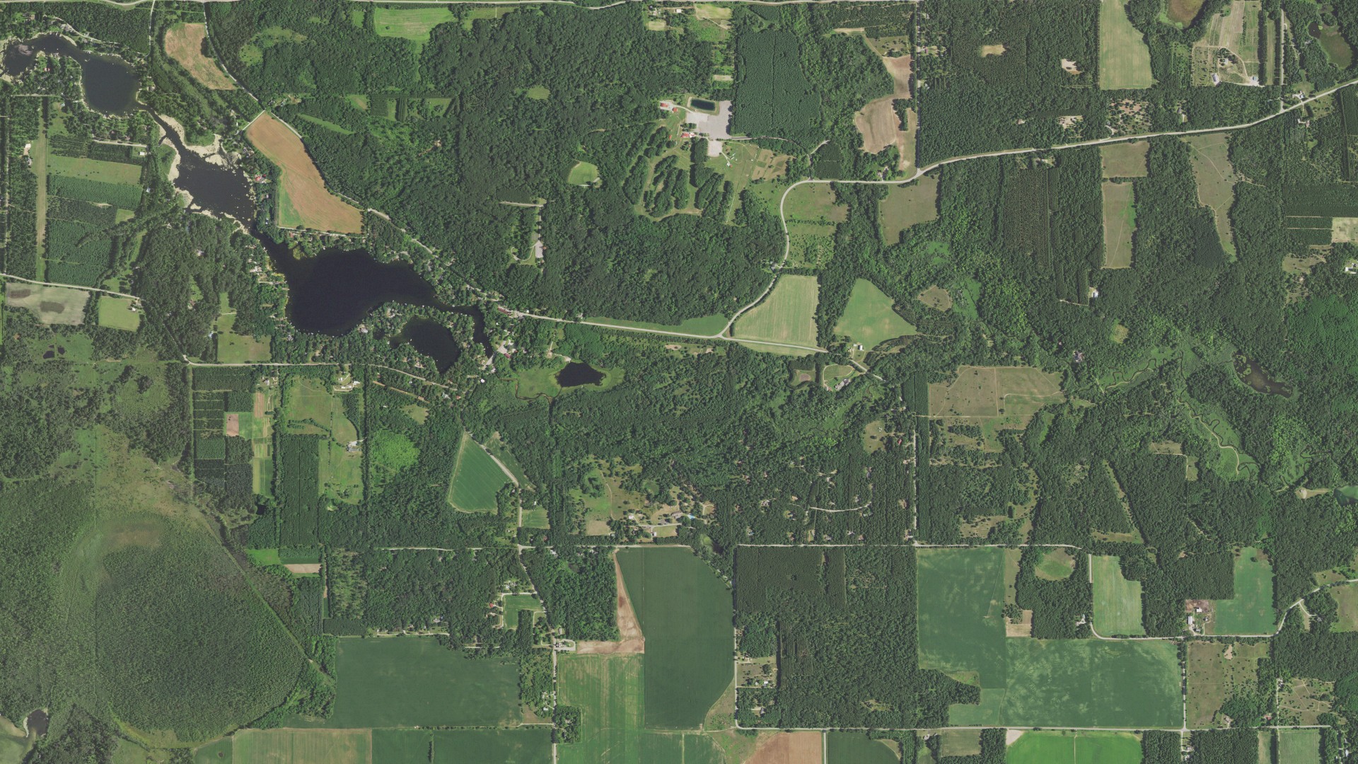 Aerial view of land around Mount Morris, Wisconsin