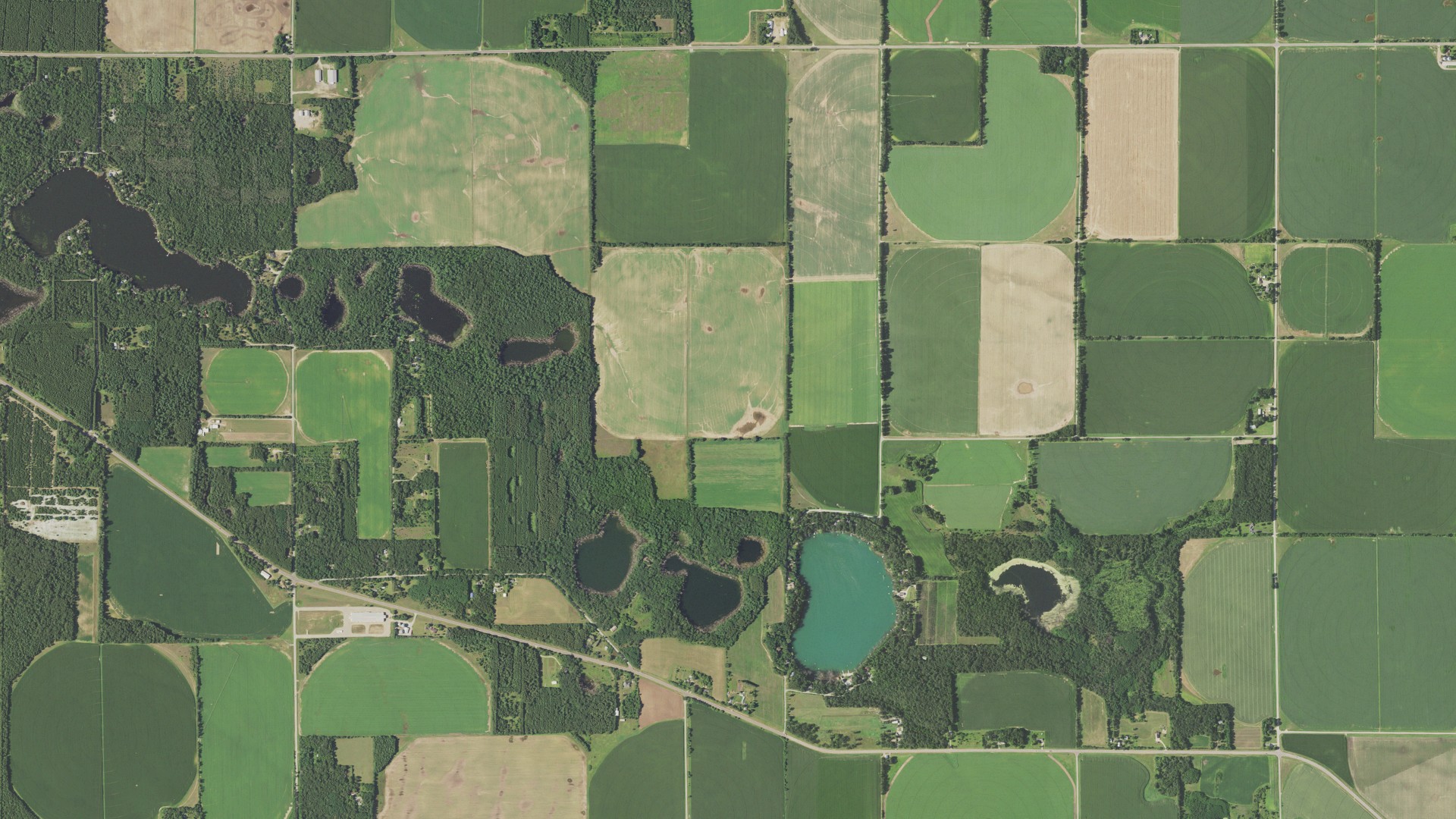 Aerial view of land around Oasis, Wisconsin