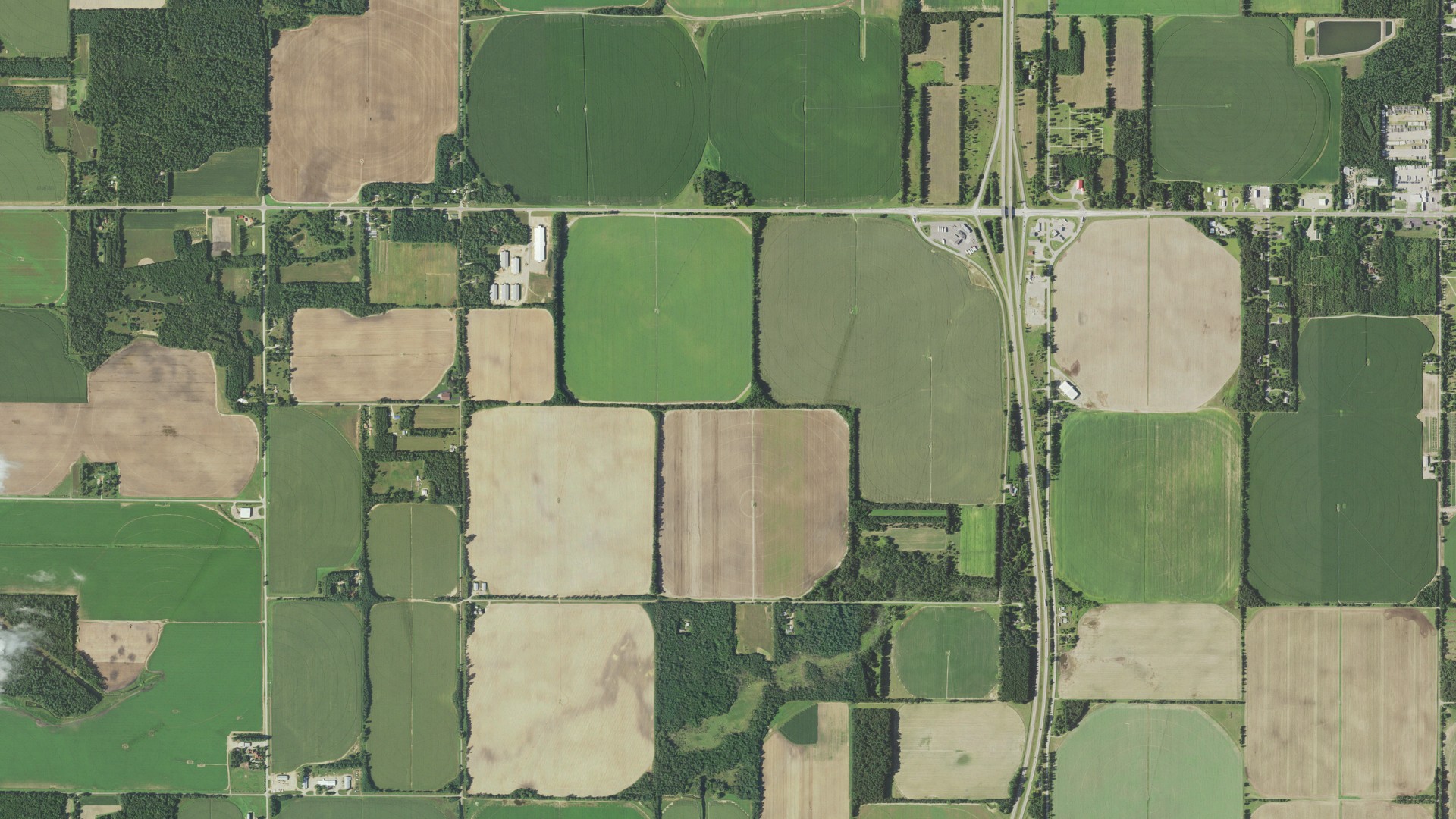 Aerial view of land around Plainfield, Wisconsin