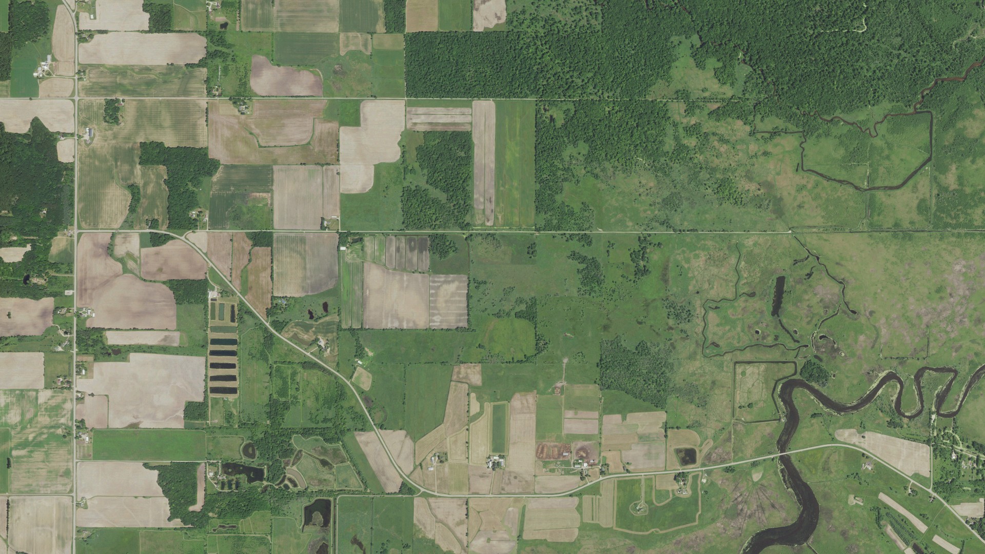 Aerial view of land around Poy Sippi, Wisconsin