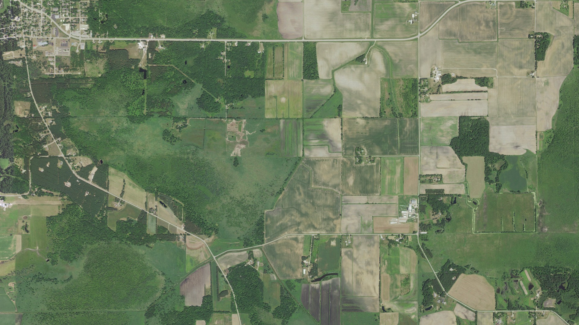 Aerial view of land around Warren, Wisconsin