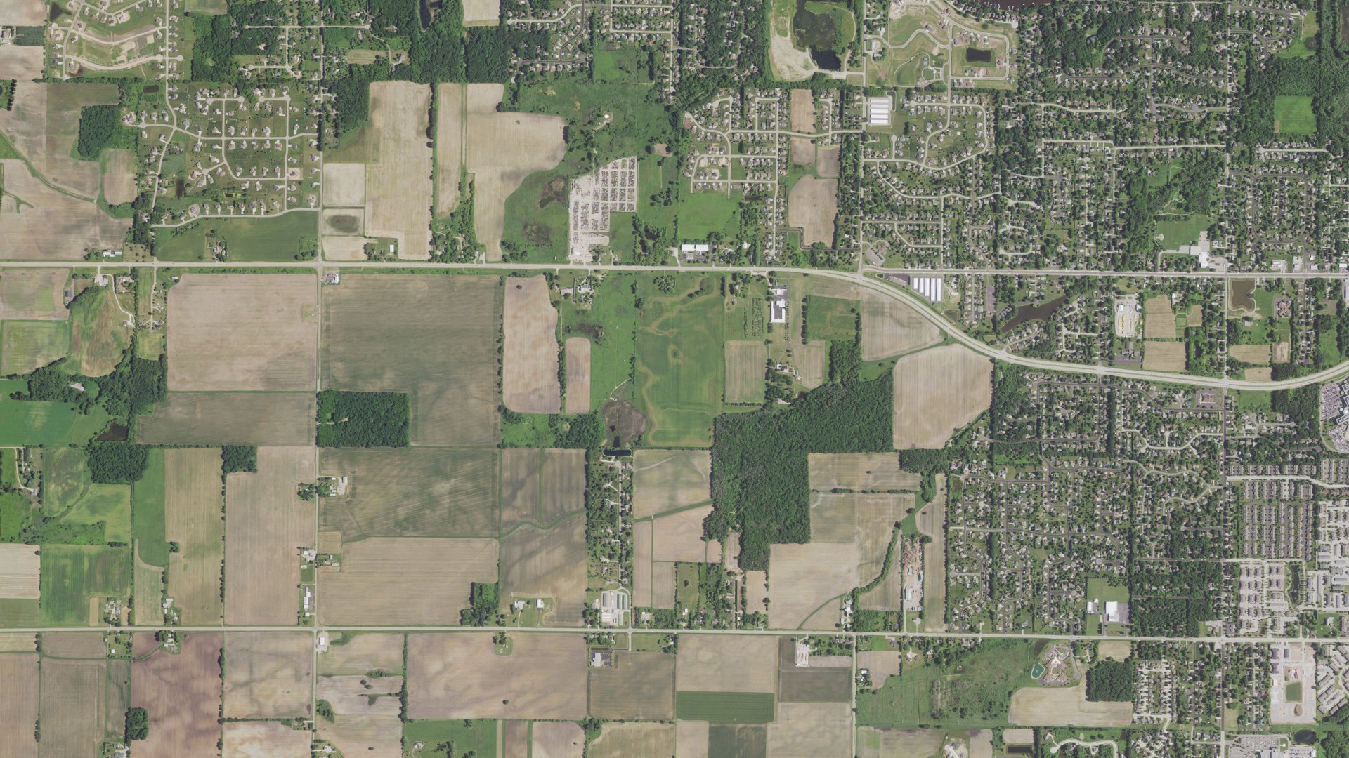 Aerial view of land around Algoma, Wisconsin