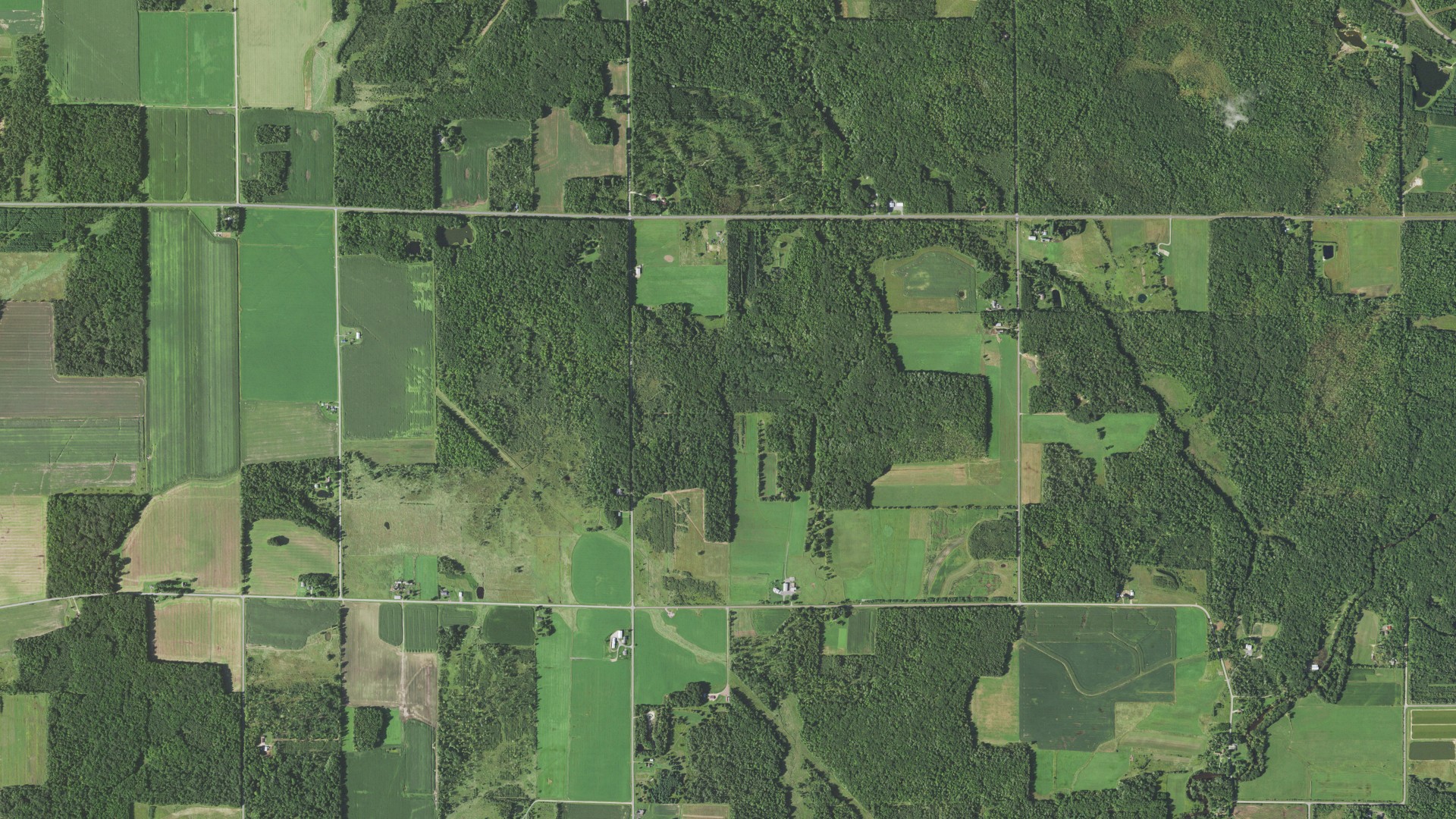 Aerial view of land around Hansen, Wisconsin