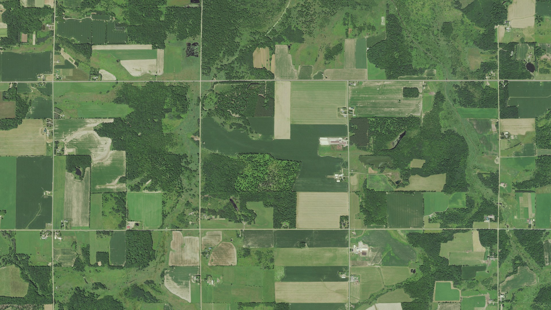 Aerial view of land around Milladore, Wisconsin