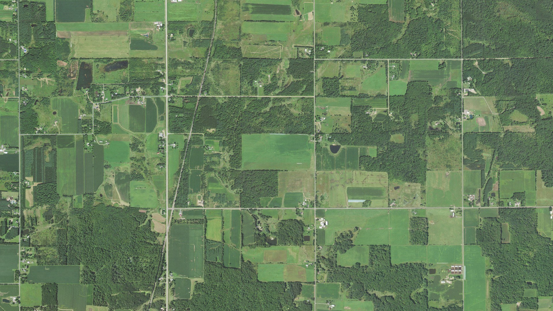 Aerial view of land around Rudolph, Wisconsin