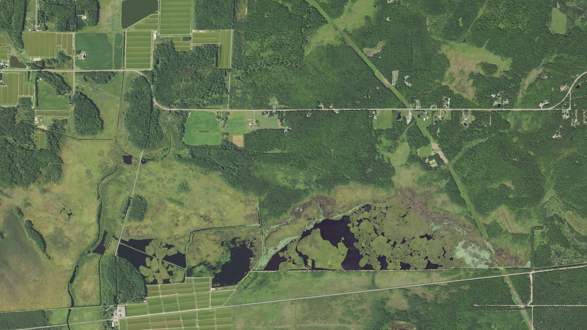 Aerial view of land around Seneca, Wisconsin