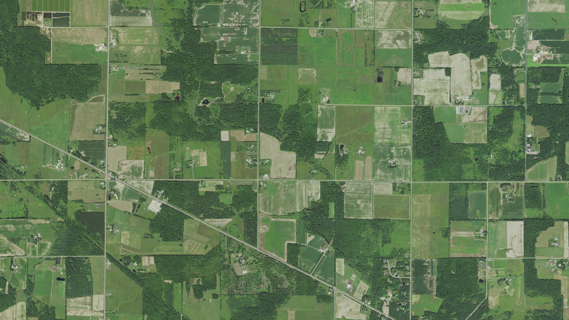 Natural-color aerial photograph of land around Sigel, Wisconsin