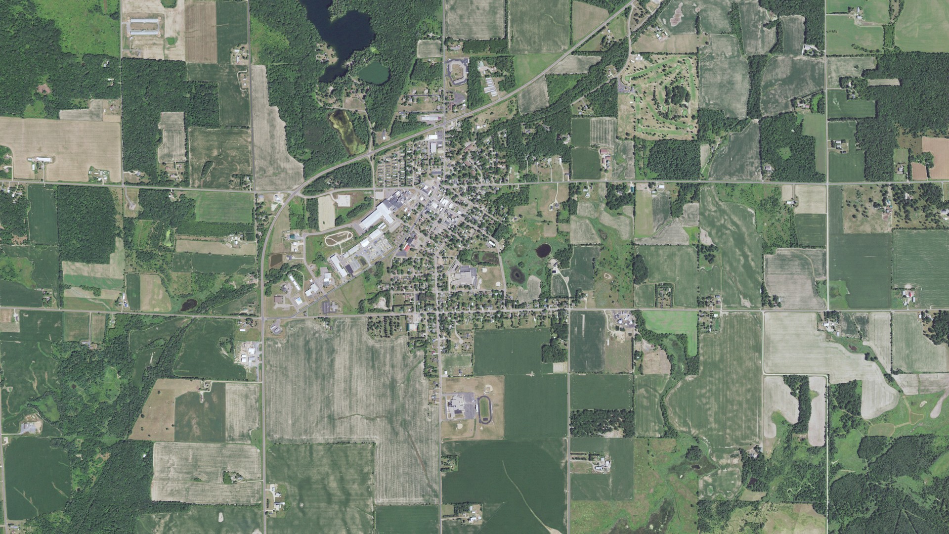 Aerial view of land around Clear Lake, Wisconsin