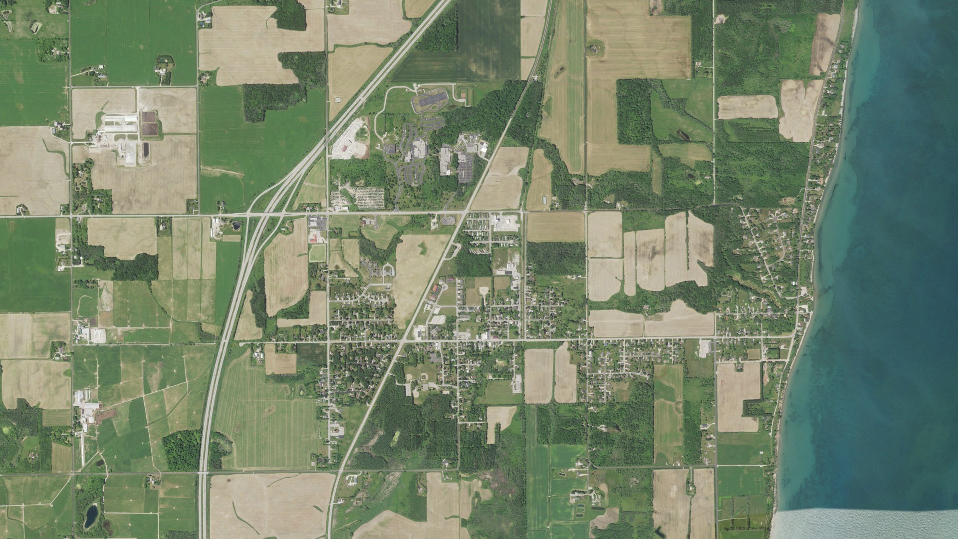 Aerial view of land around Cleveland, Wisconsin