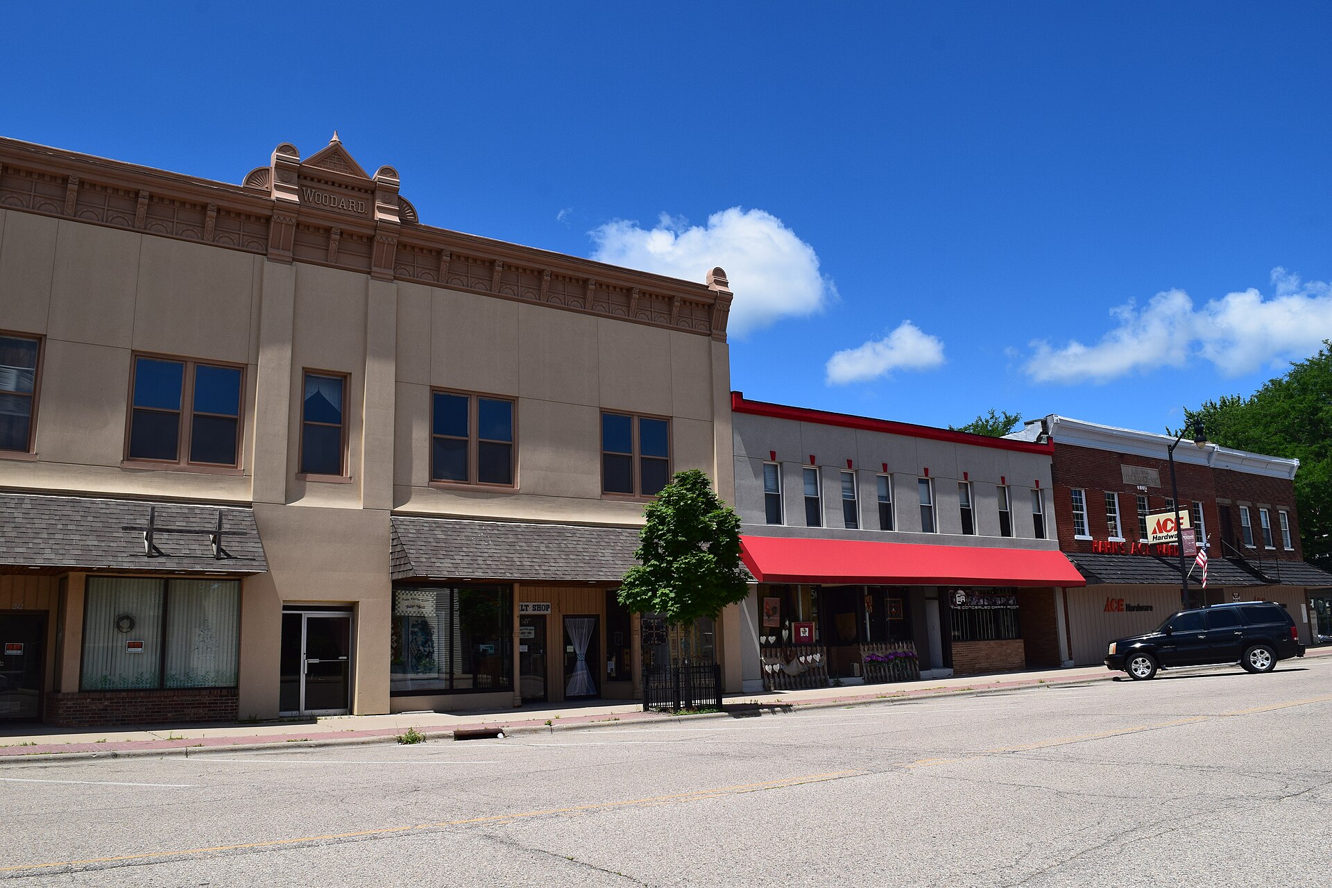 Downtown streets in Clinton, Wisconsin