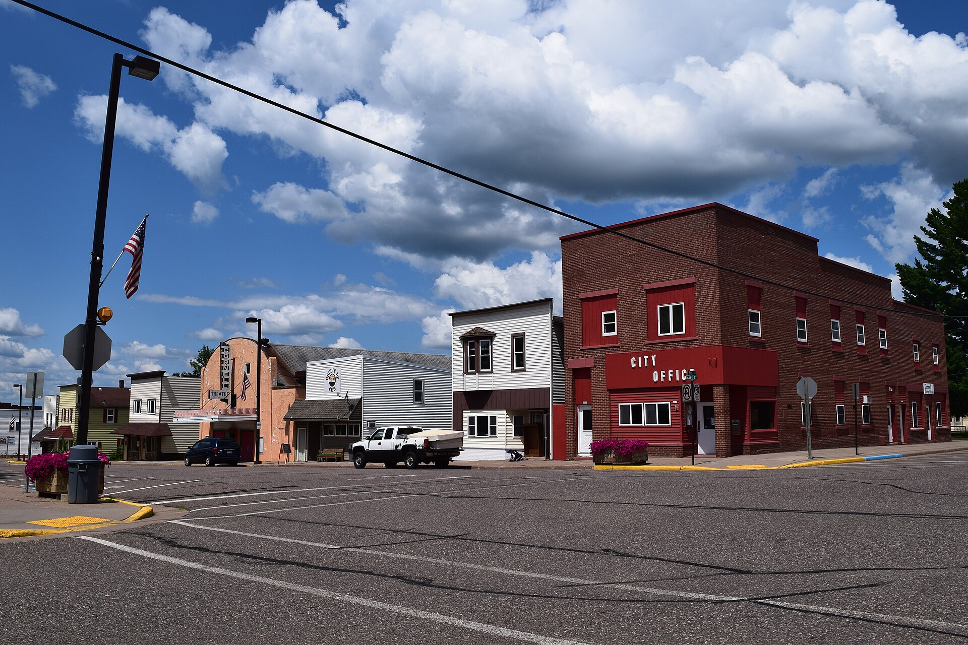 Buildings in downtown Cornell, including the city offices and theater. — Wisconsin