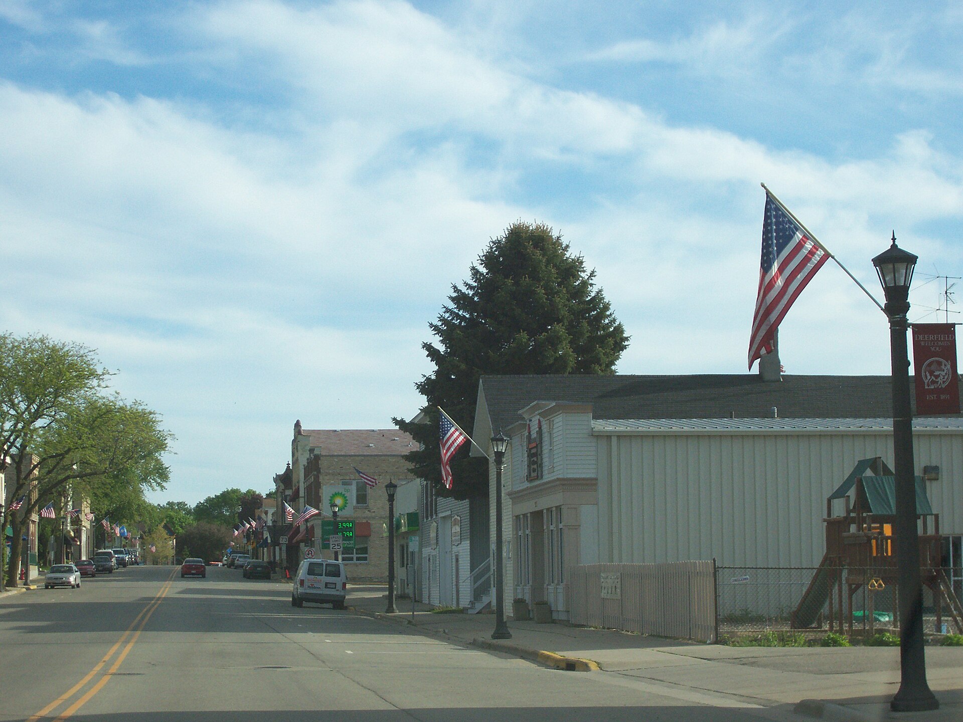 Downtown streets in Deerfield, Wisconsin