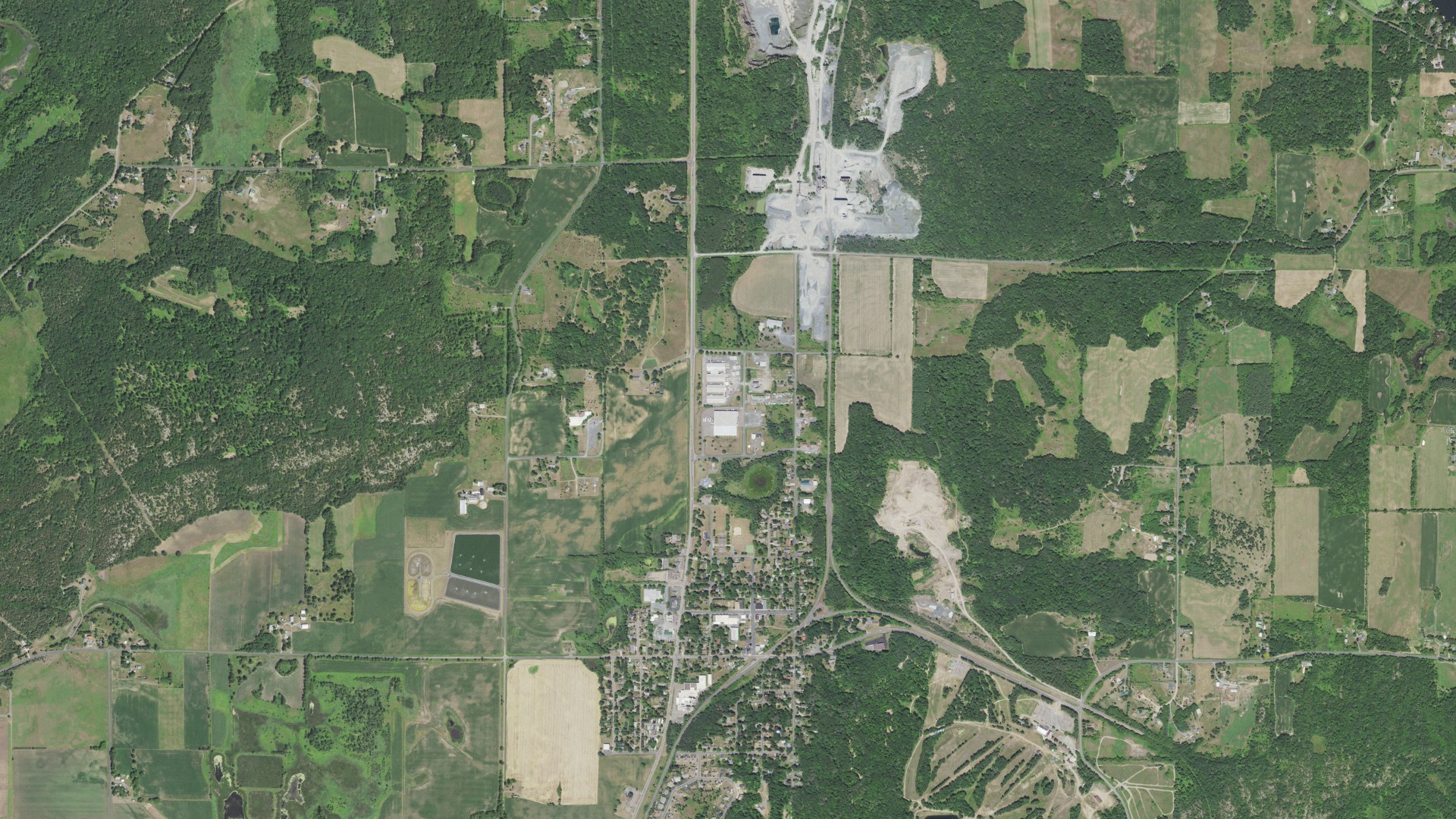 Natural-color aerial photograph of land around Dresser, Wisconsin