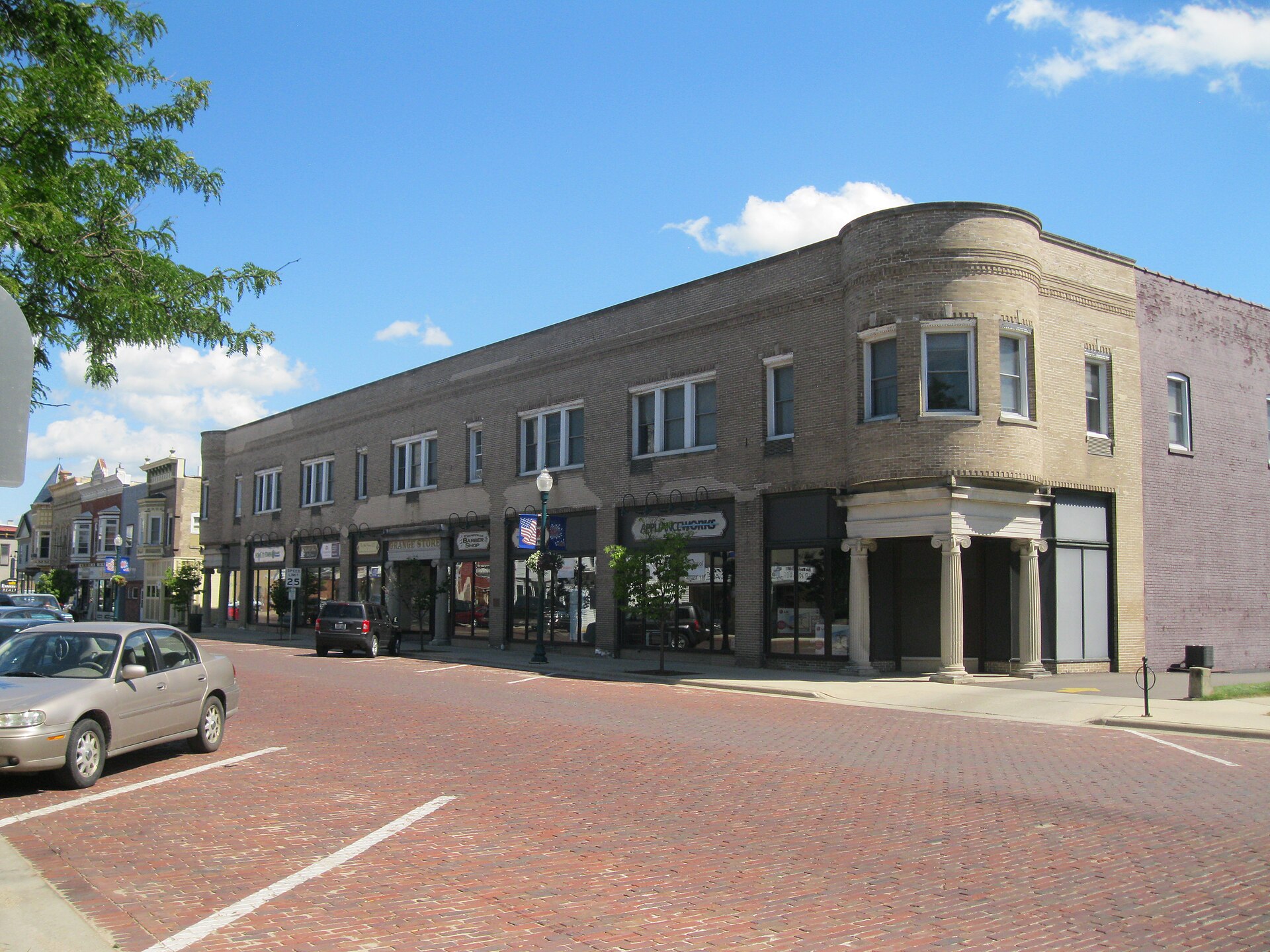 Grange Store on West Main Street in the Evansville Historic District in Evansville, Wisconsin.