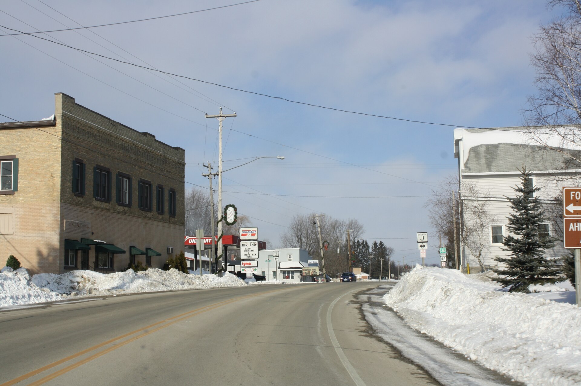 Downtown streets in Forestville, Wisconsin