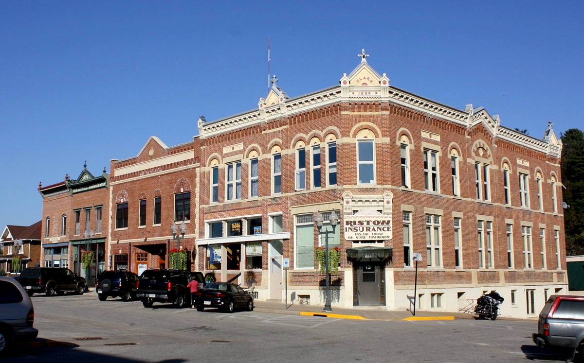 The w:Downtown Historic District in w:Galesville, Wisconsin, listed on the National Register of Historic Places. This file was uploaded with Commonist.
