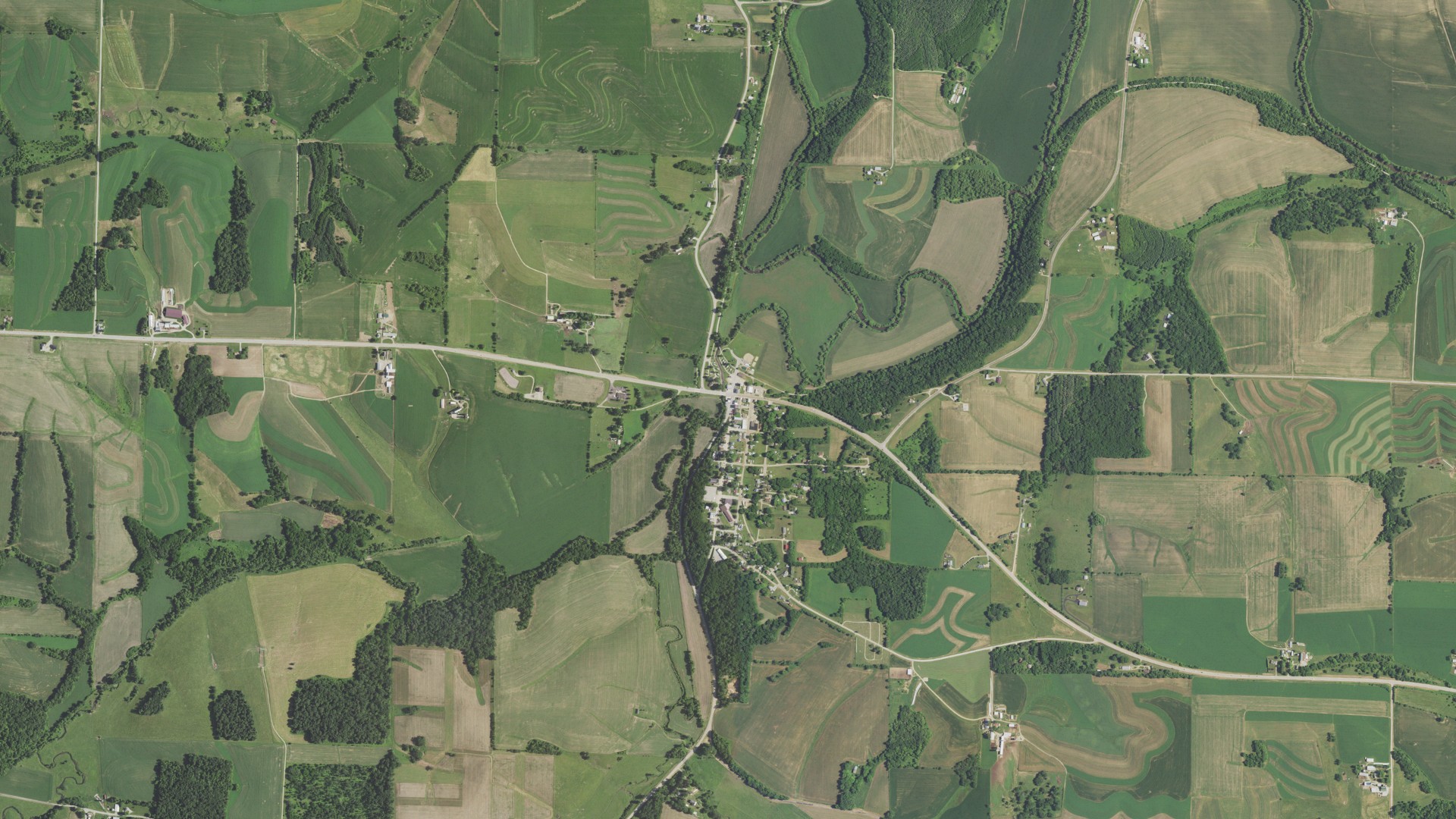 Aerial view of land around Gratiot, Wisconsin