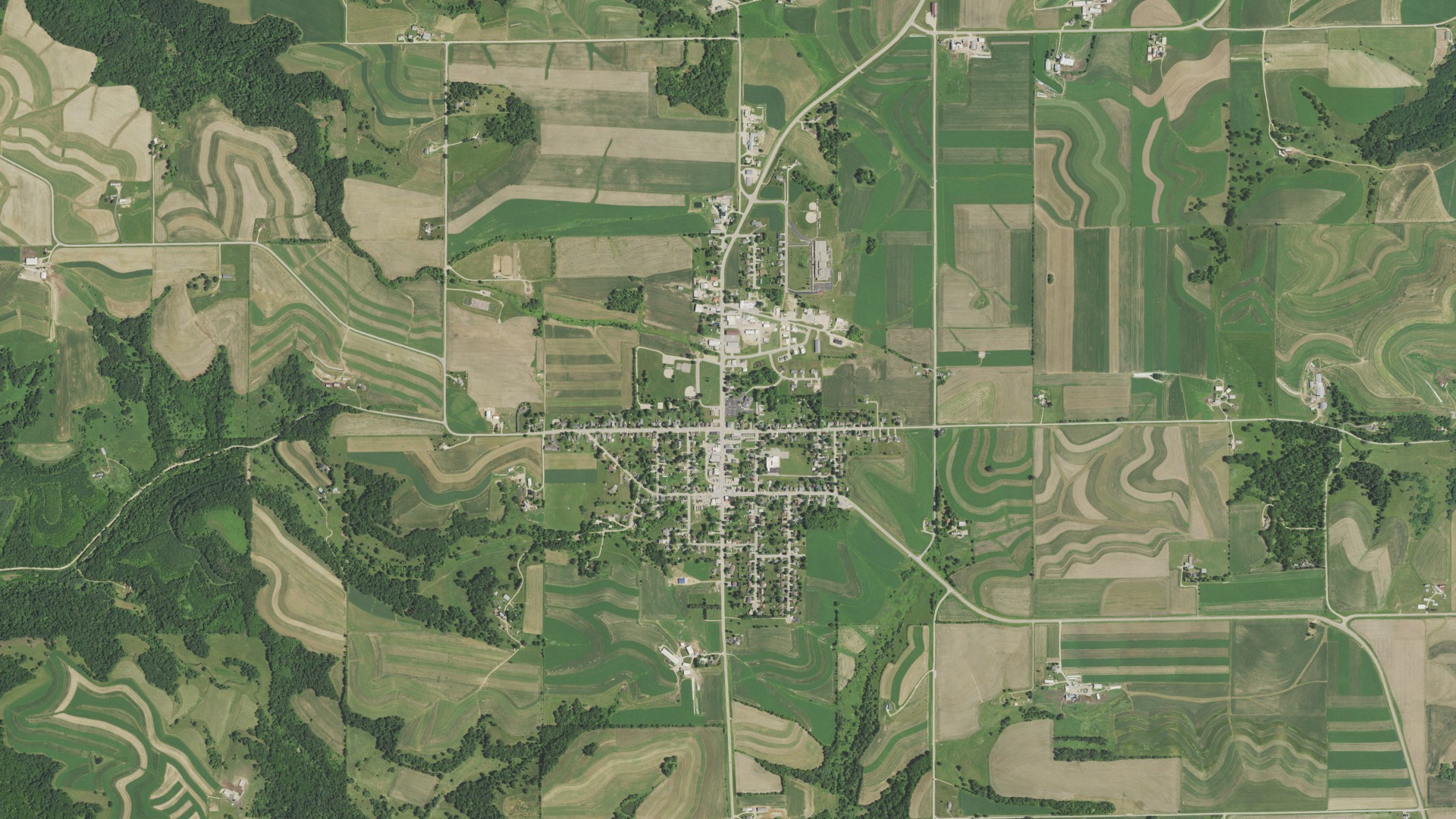 Aerial view of land around Highland, Wisconsin