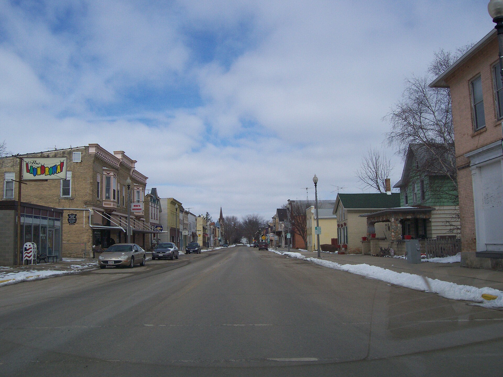 Downtown streets in Hustisford, Wisconsin
