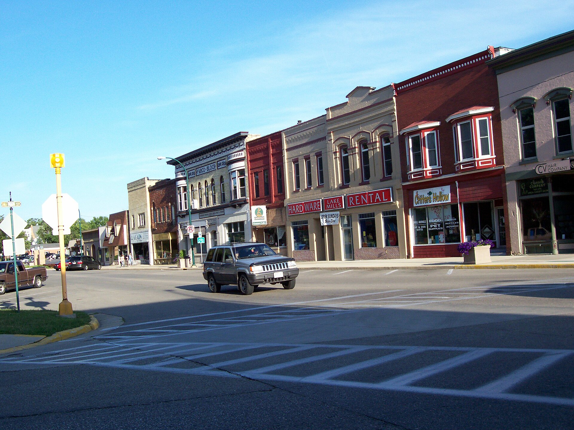 Downtown streets in Lake Mills, Wisconsin