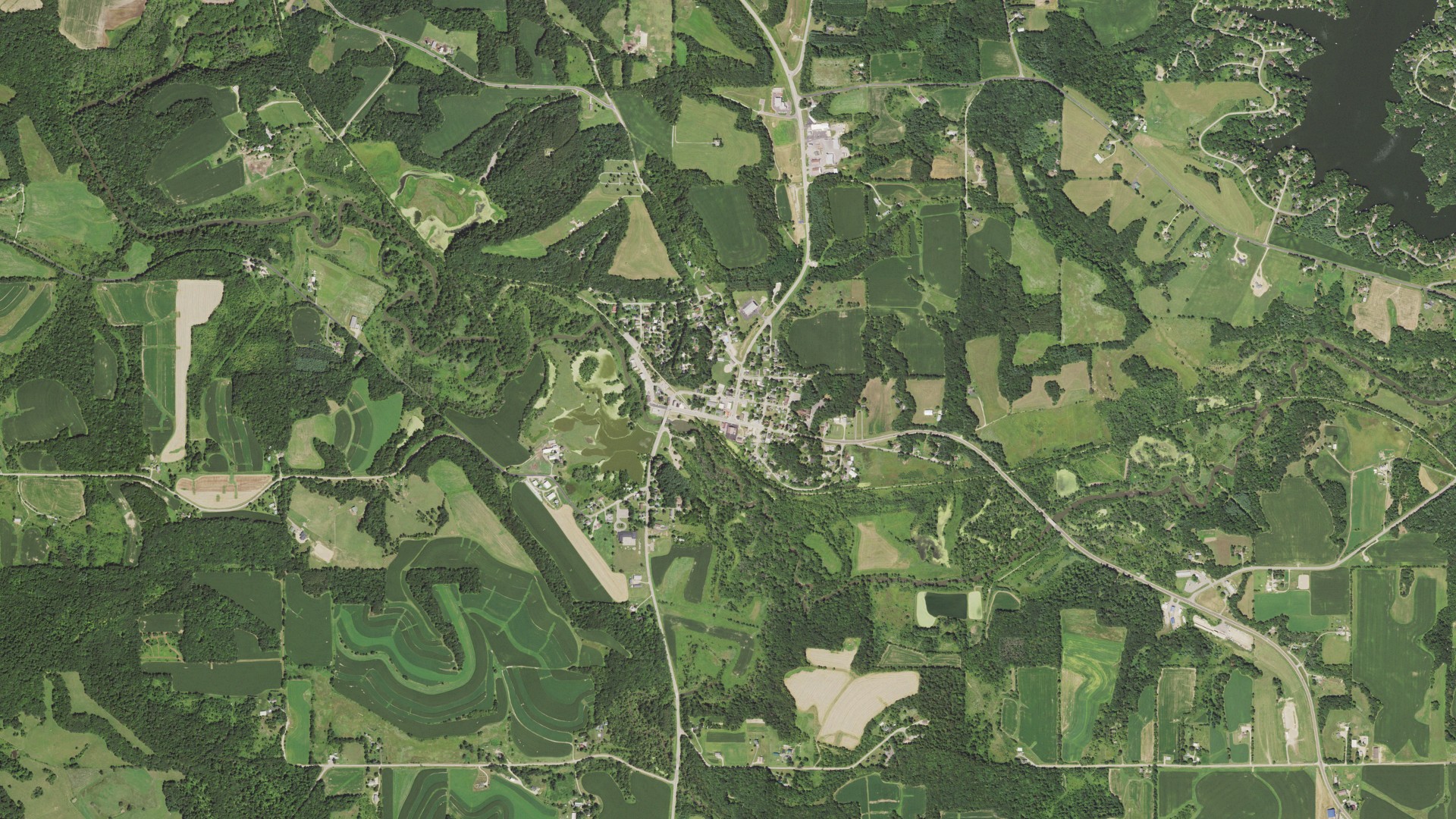 Aerial view of land around La Valle, Wisconsin