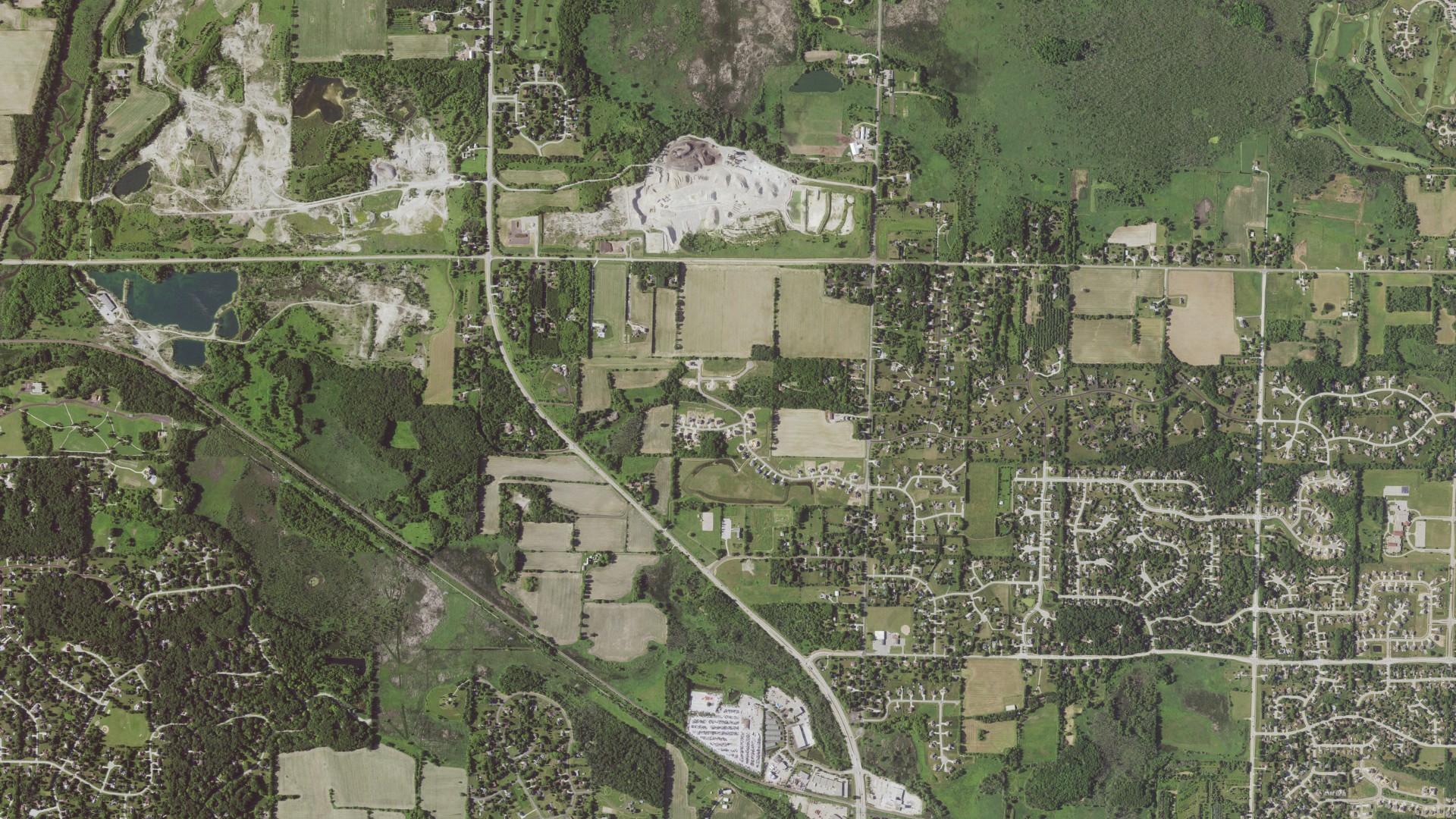 Aerial view of land around Lisbon, Wisconsin