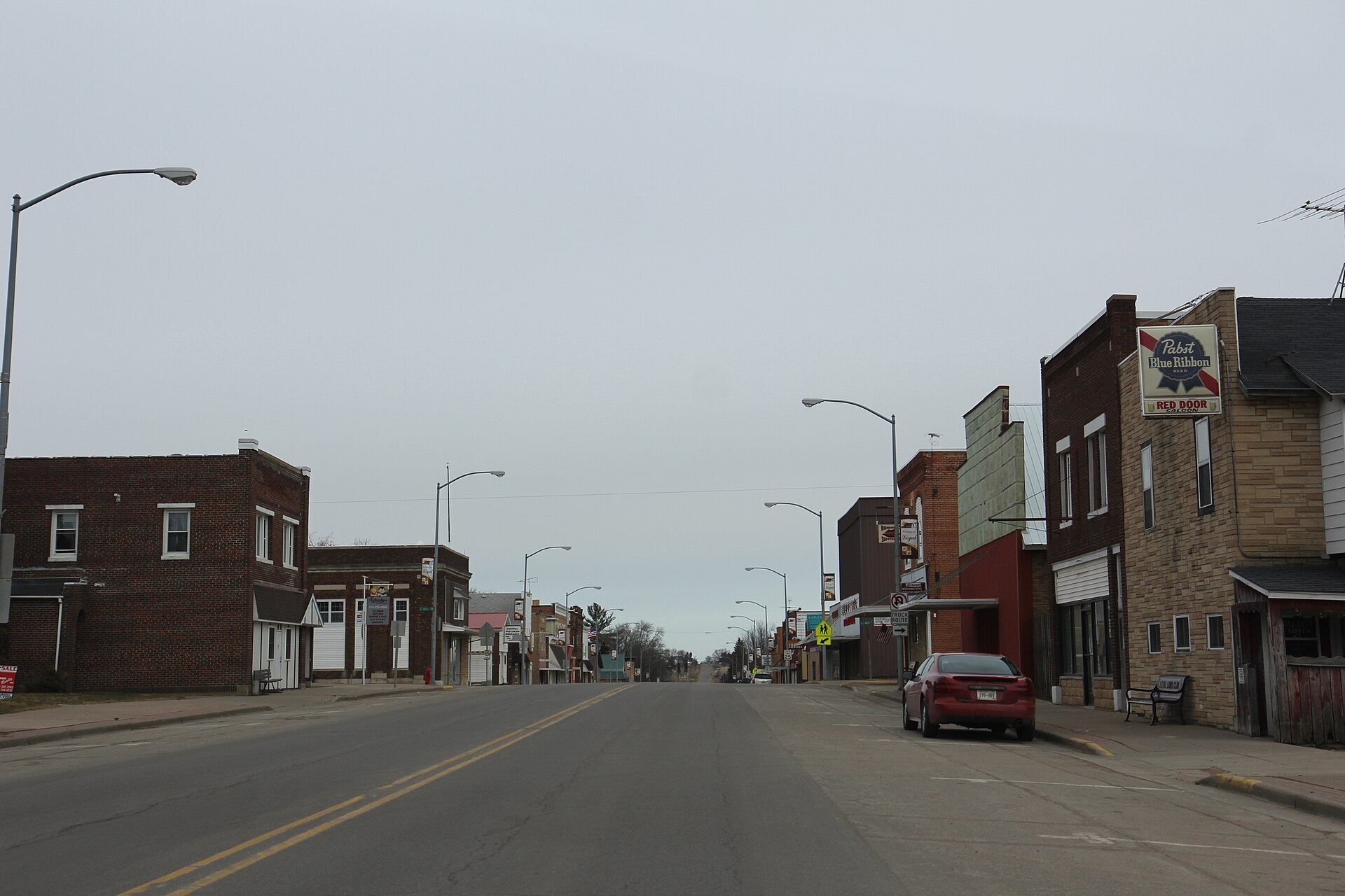 Downtown streets in Loyal, Wisconsin