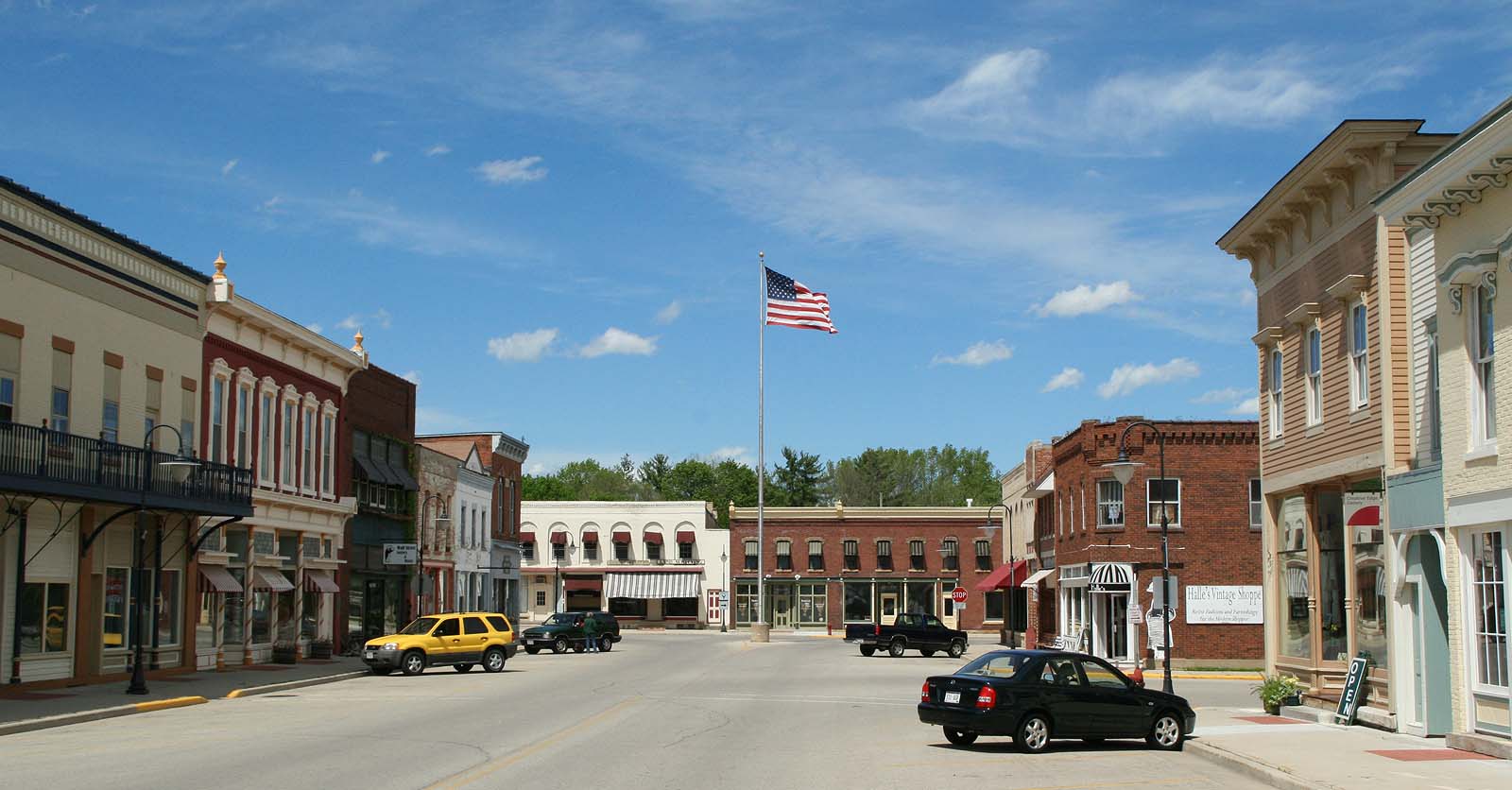 Downtown streets in Mazomanie, Wisconsin