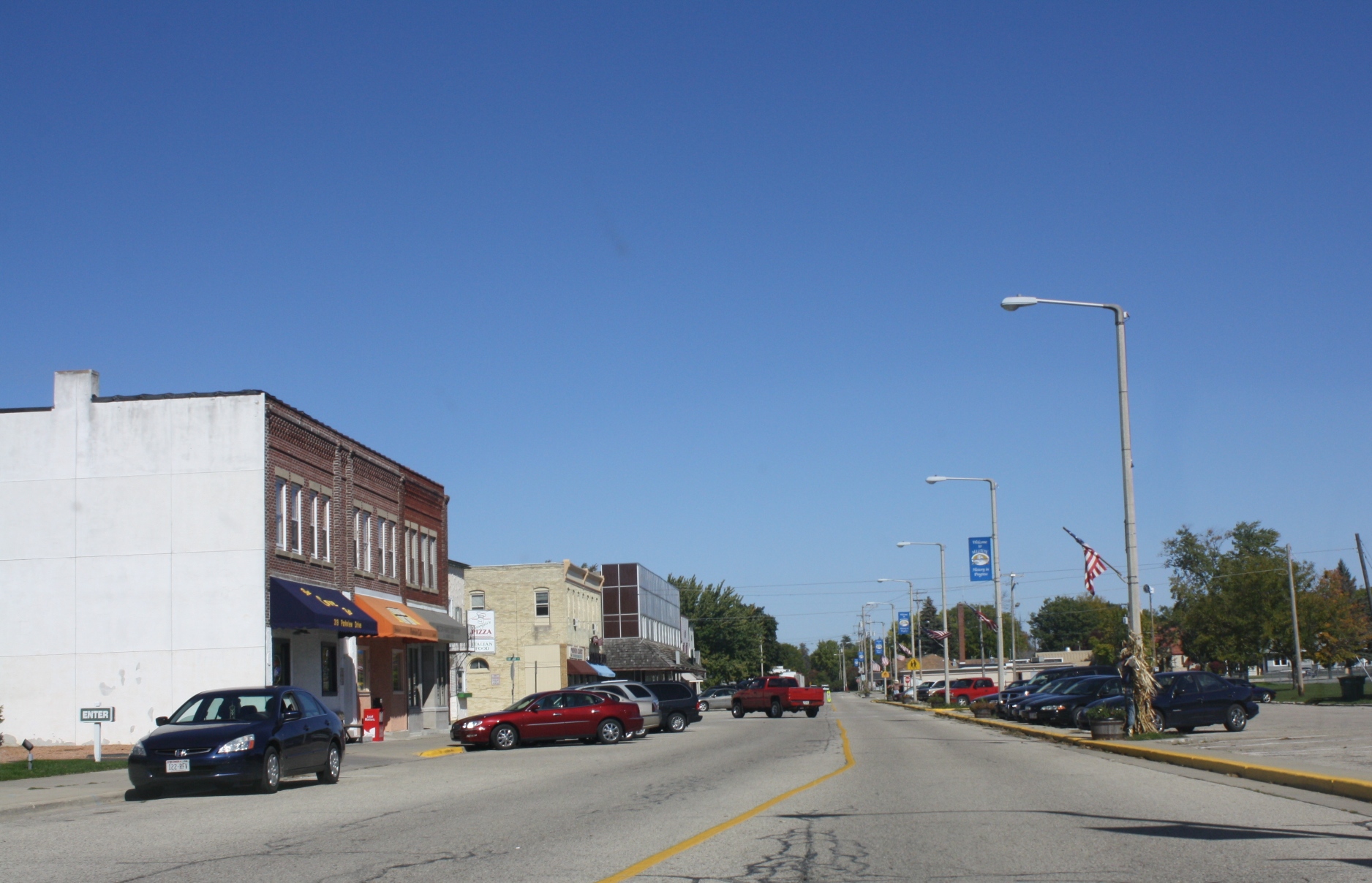 Downtown streets in Milton, Wisconsin