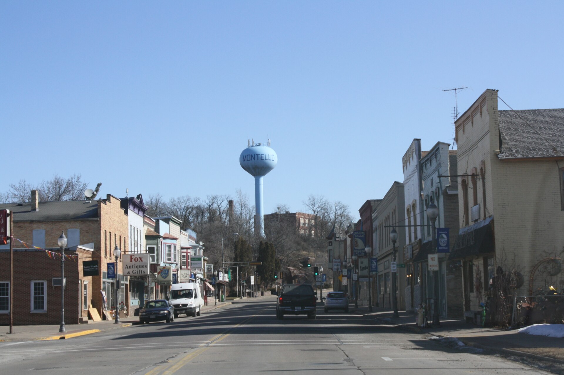 Downtown streets in Montello, Wisconsin
