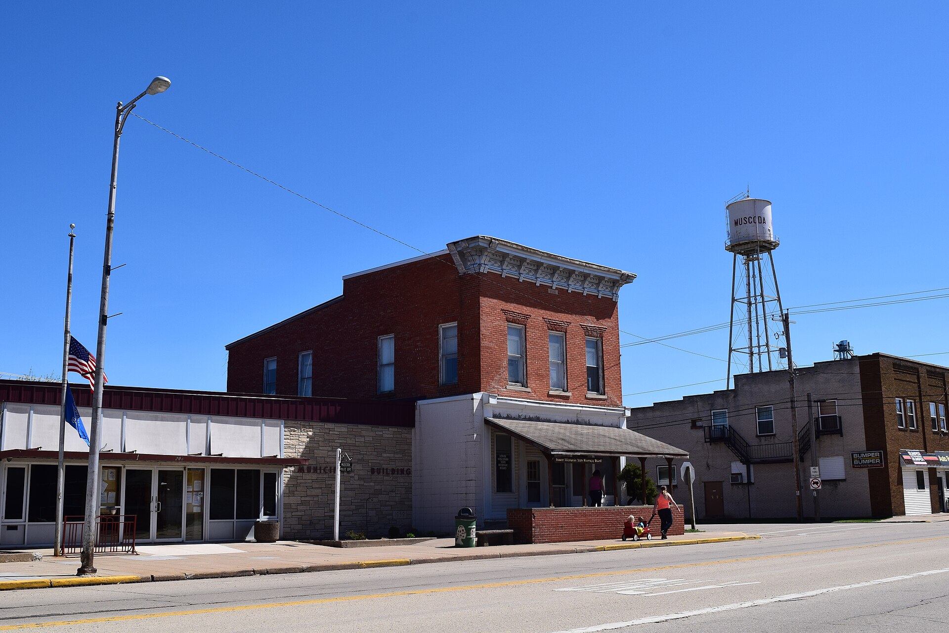 Downtown streets in Muscoda, Wisconsin