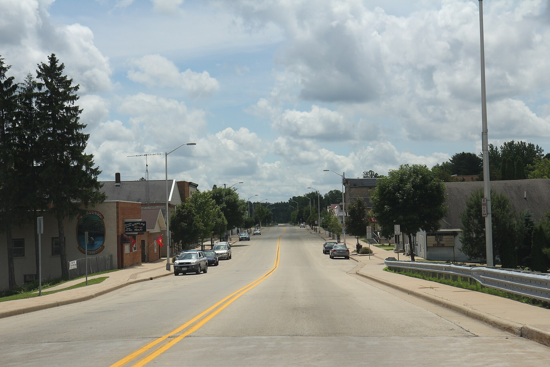 Downtown streets in Neshkoro, Wisconsin