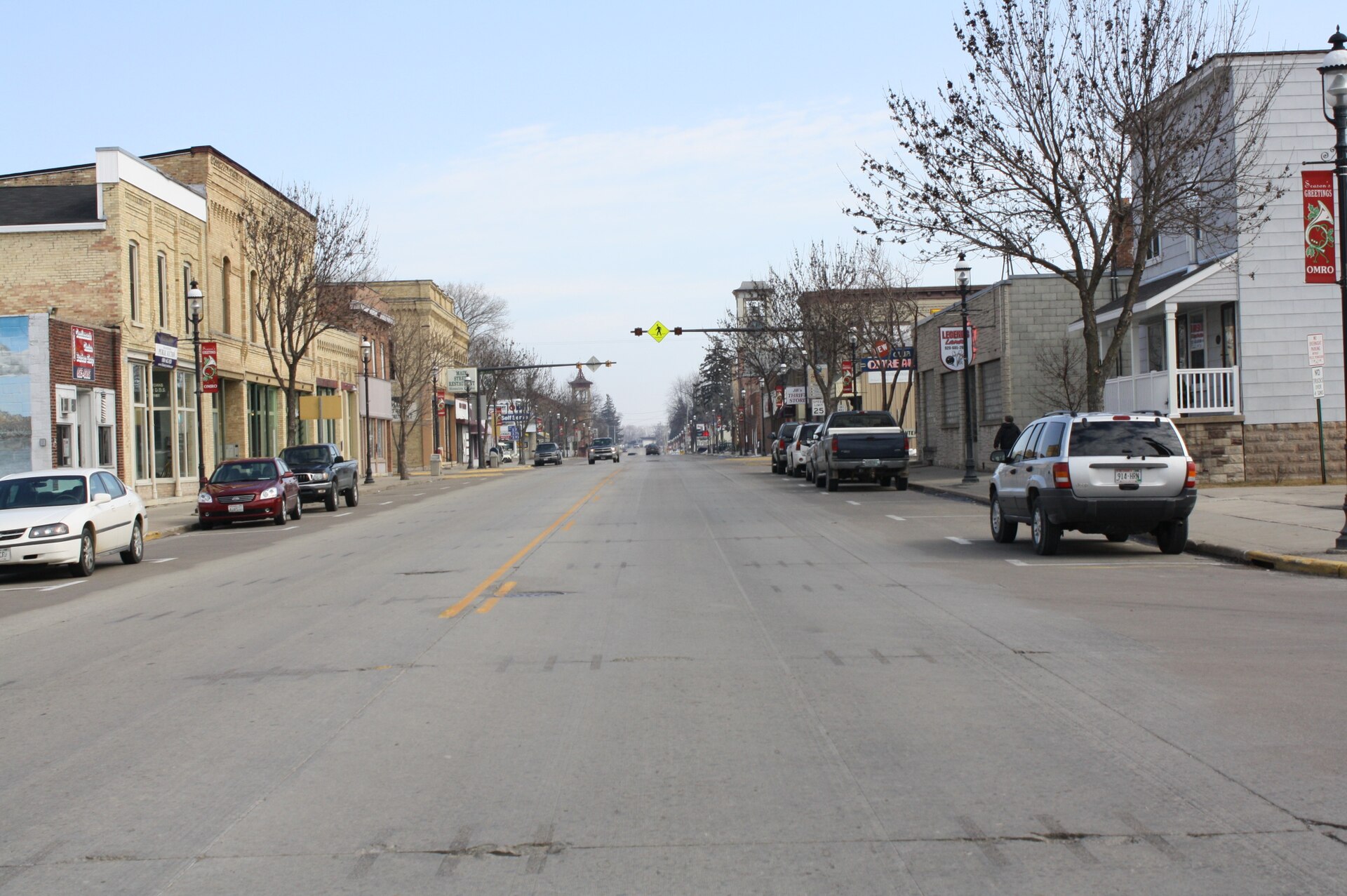 Downtown streets in Omro, Wisconsin