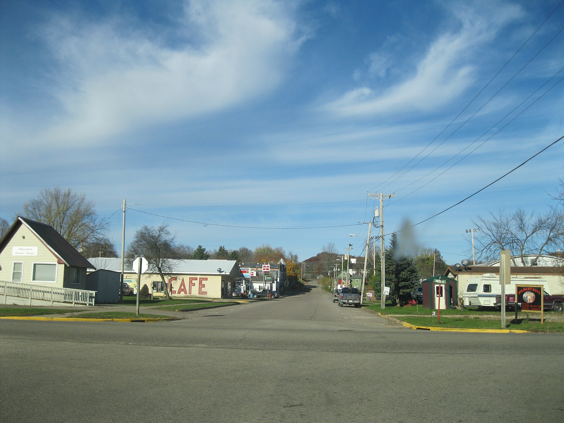 A commercial district in Ontario, Wisconsin.