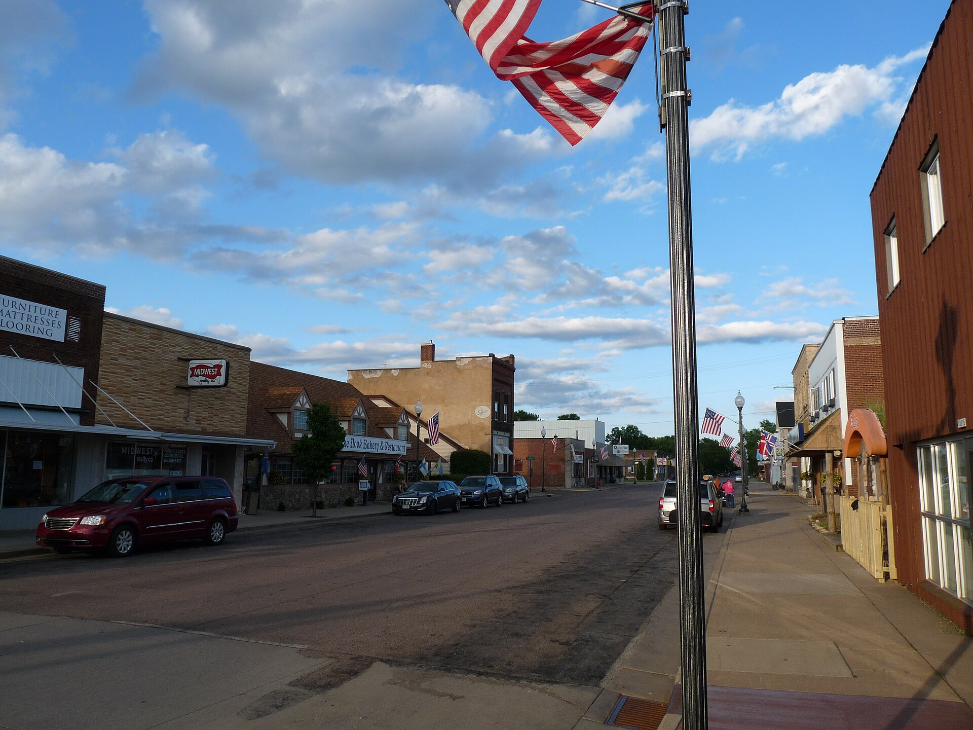 Osseo is a small city in western Wisconsin. View is looking east on 7th Street through the old downtown.